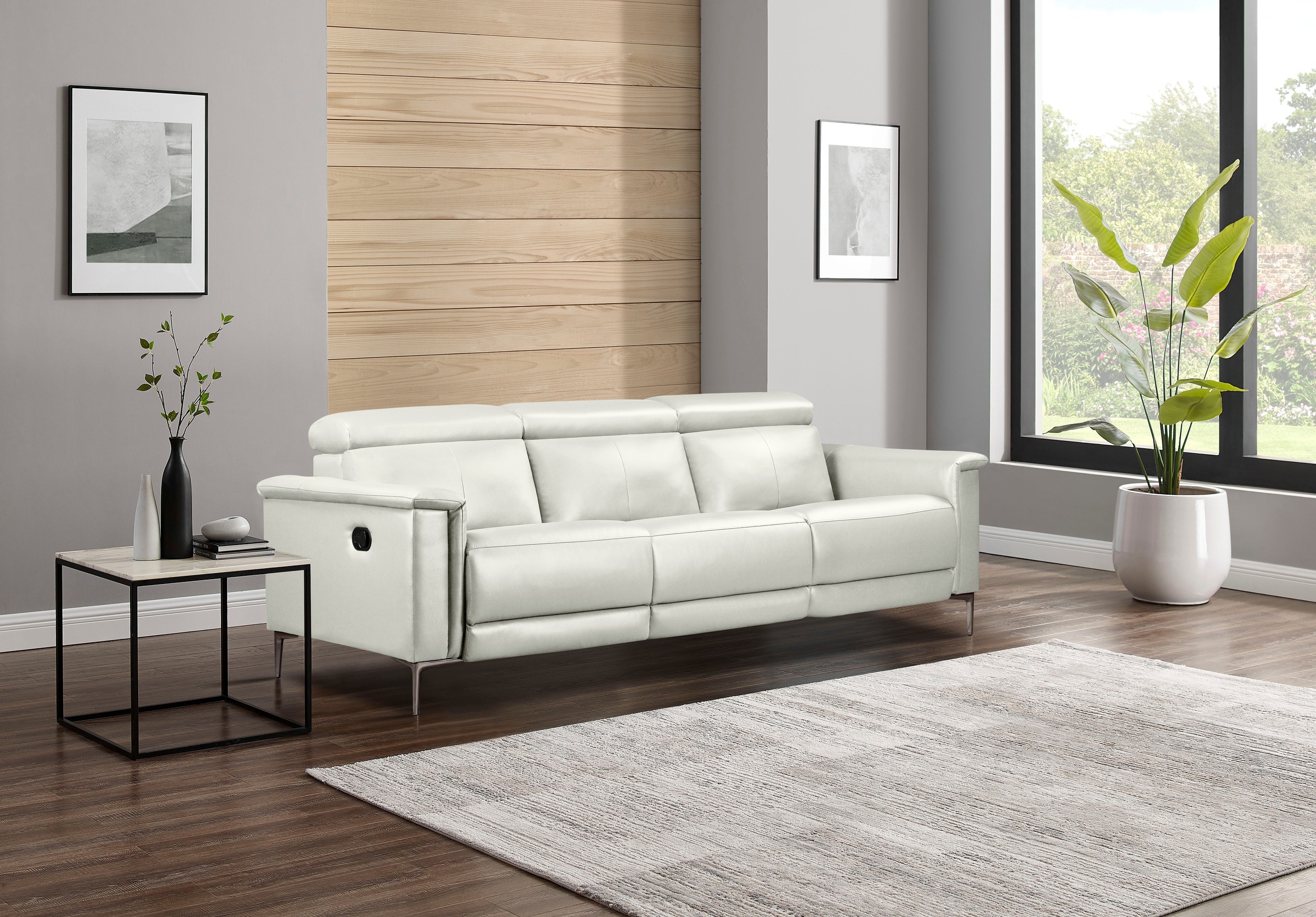 Places of Style 3-Sitzer Lund, in  Leder und Webstoff lieferbar