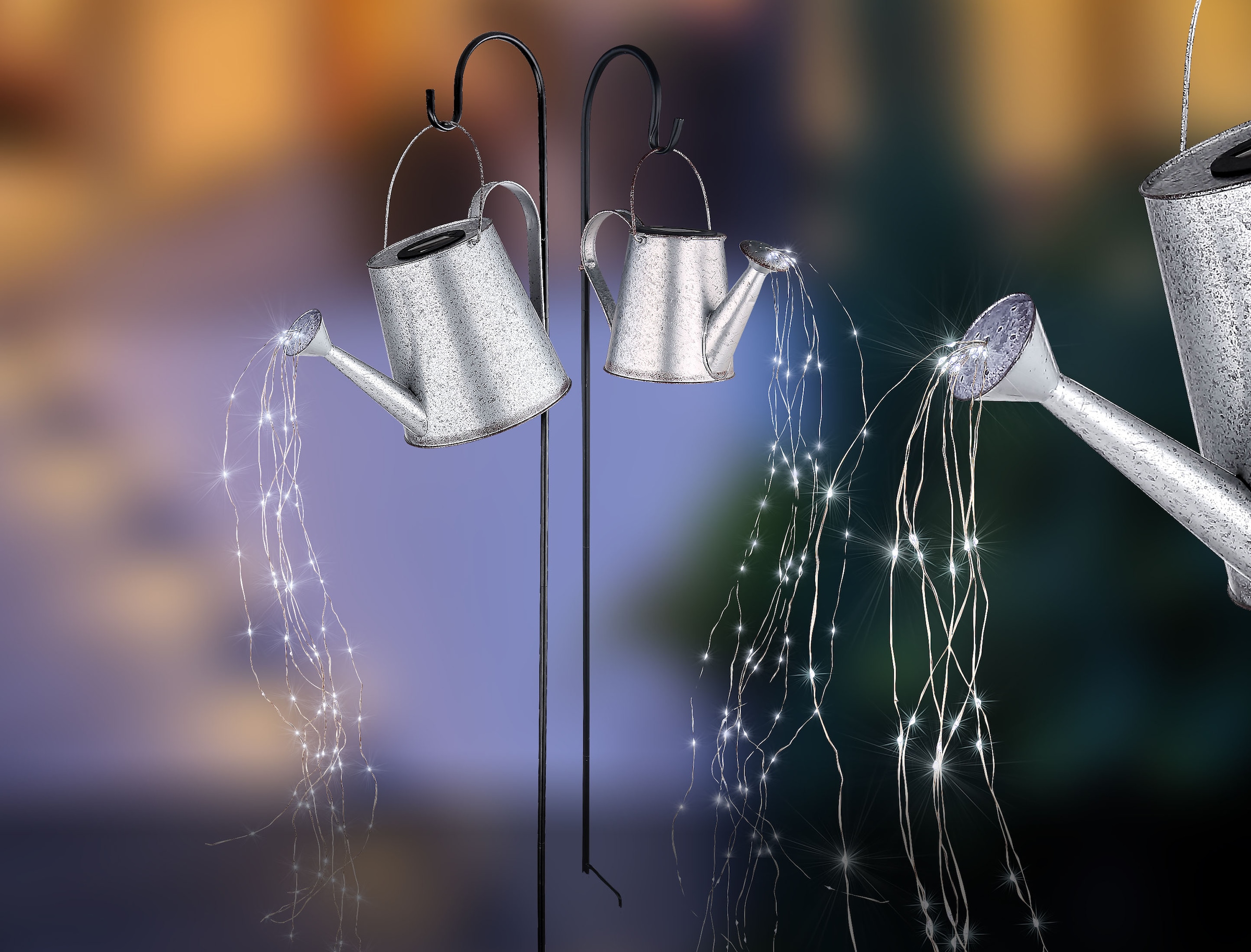 GLOBO LIGHTING LED Solarleuchte »SOLARLEUCHTE METALL SILBERGRAU, 80XLED« LED-Modul 1 Stk. Warmweiß Solar Garten Terrasse Außenbeleuchtung Dekoleuchten