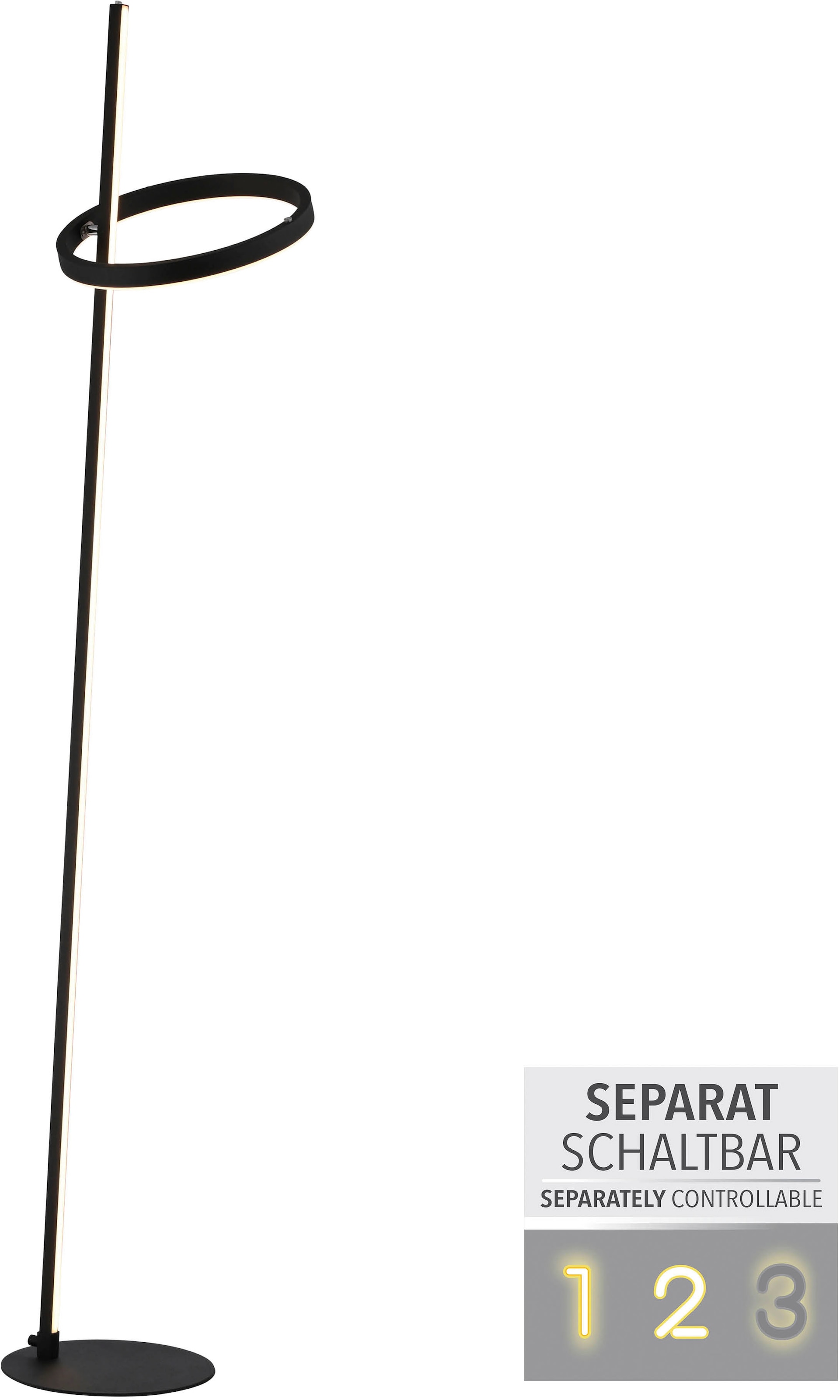 JUST LIGHT LED Stehlampe »RITUS« LED-Board 1 Stk. Warmweiß Touchdimmer, getrennt schaltbar, Memoryfunktion