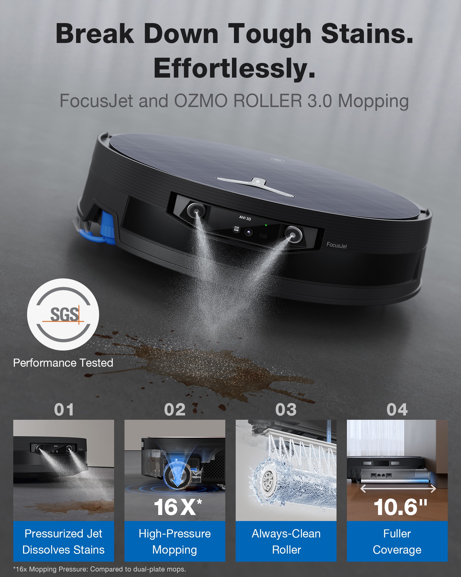 ECOVACS Nass-Trocken-Saugroboter »DEEBOT X12 OmniCyclone, FocusJet-Technologie« 25cm, Wischrolle, OmniCyclone Station (beutellos), Haustierfreundlich