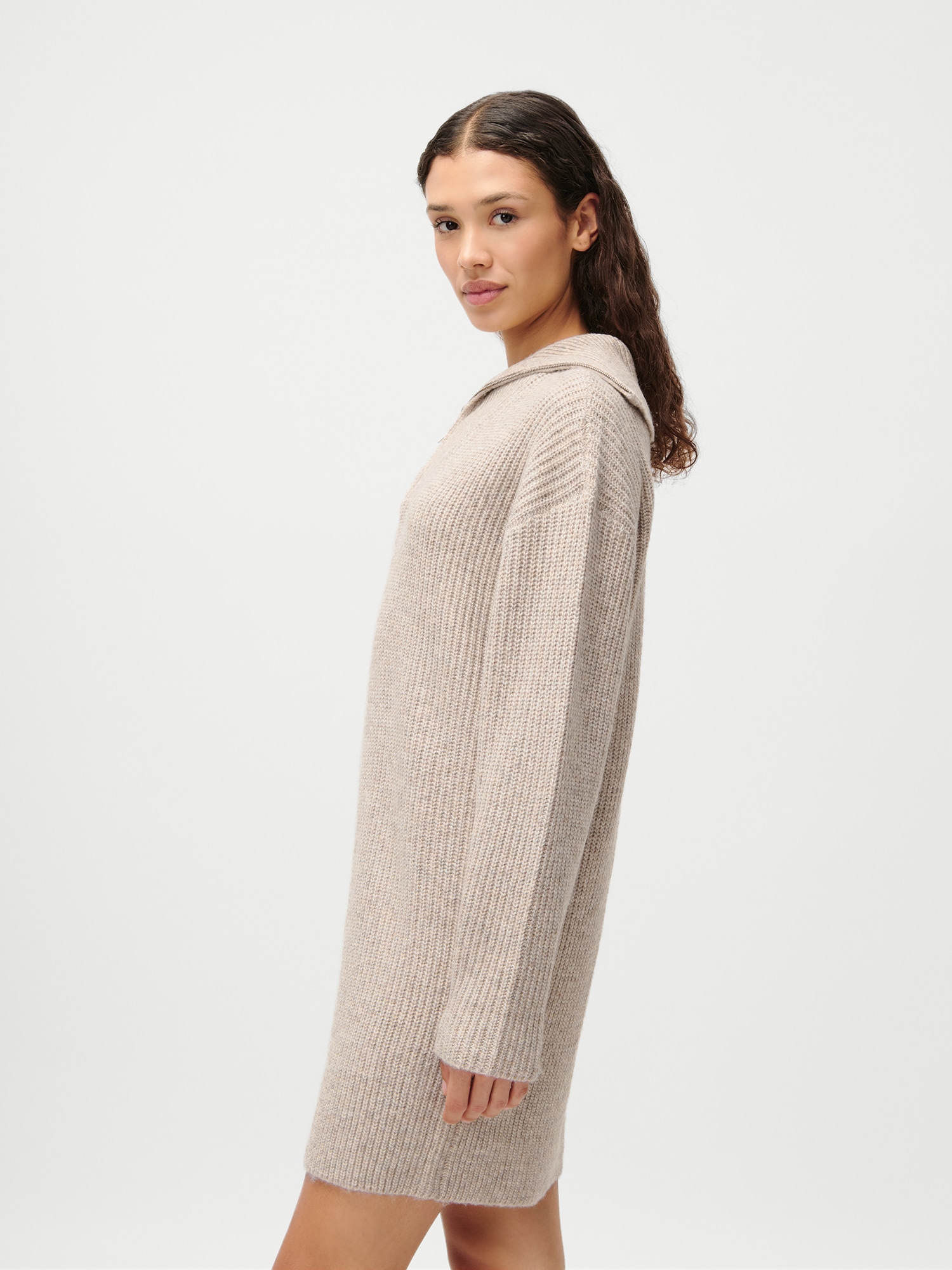 LeGer Strickkleid »Noelia Dress« Stehkragen mit Reißverschluss, Grobstrick