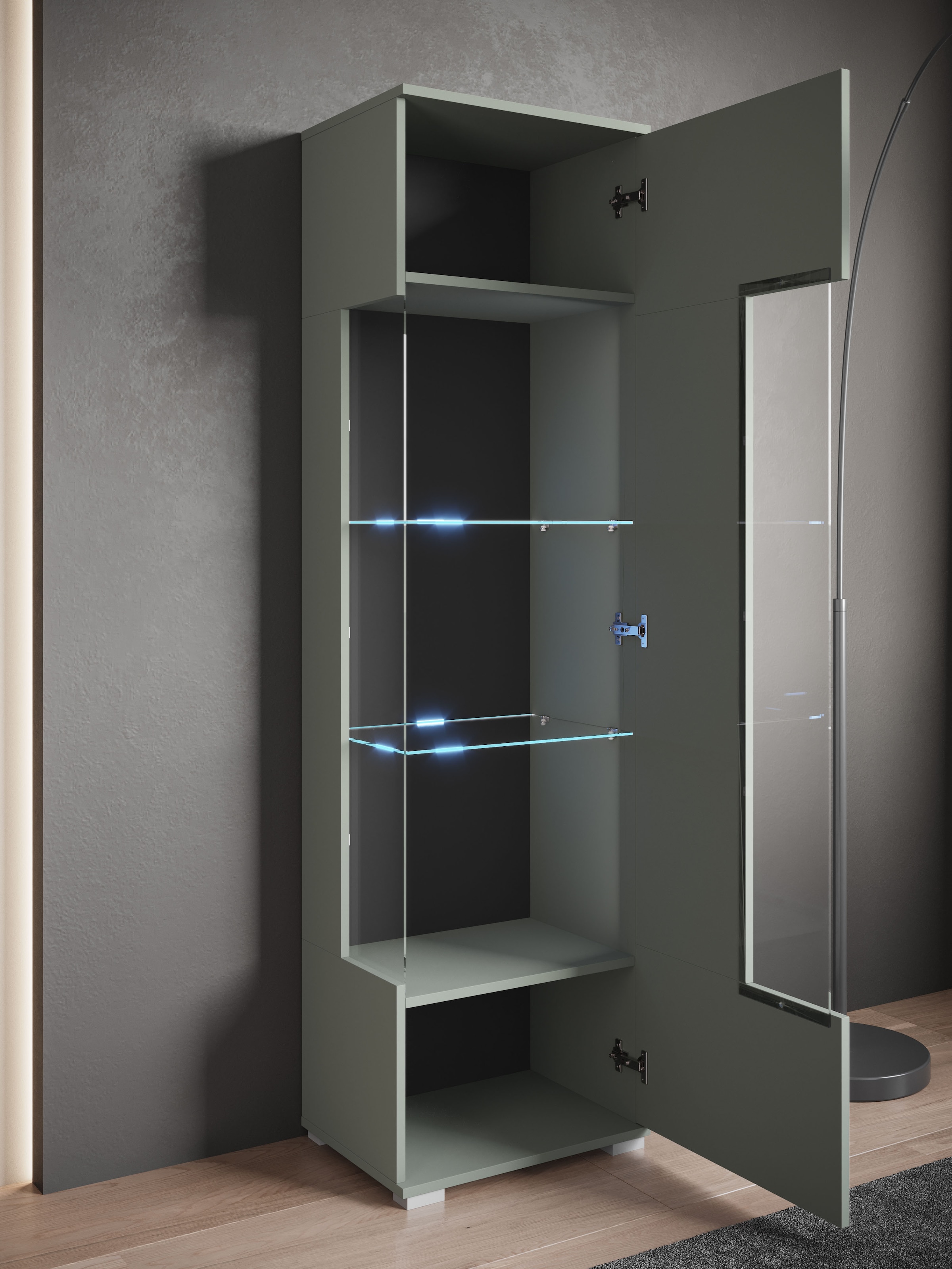 INOSIGN Vitrine »Kenia, stehend und hängend, Türanschlag wechselbar«, (1 St.), Vitrineschrank mit Glastüren 160 cm Höhe