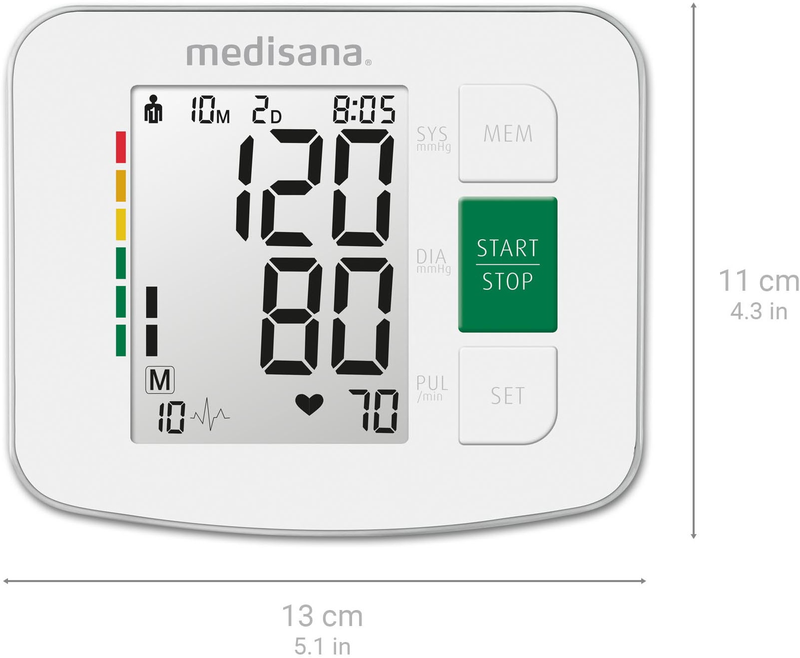 Medisana Oberarm-Blutdruckmessgerät »BU 512«, unregelmäßige Herzschlaganzeige, Je 90 Speicherplätze, große Ziffern