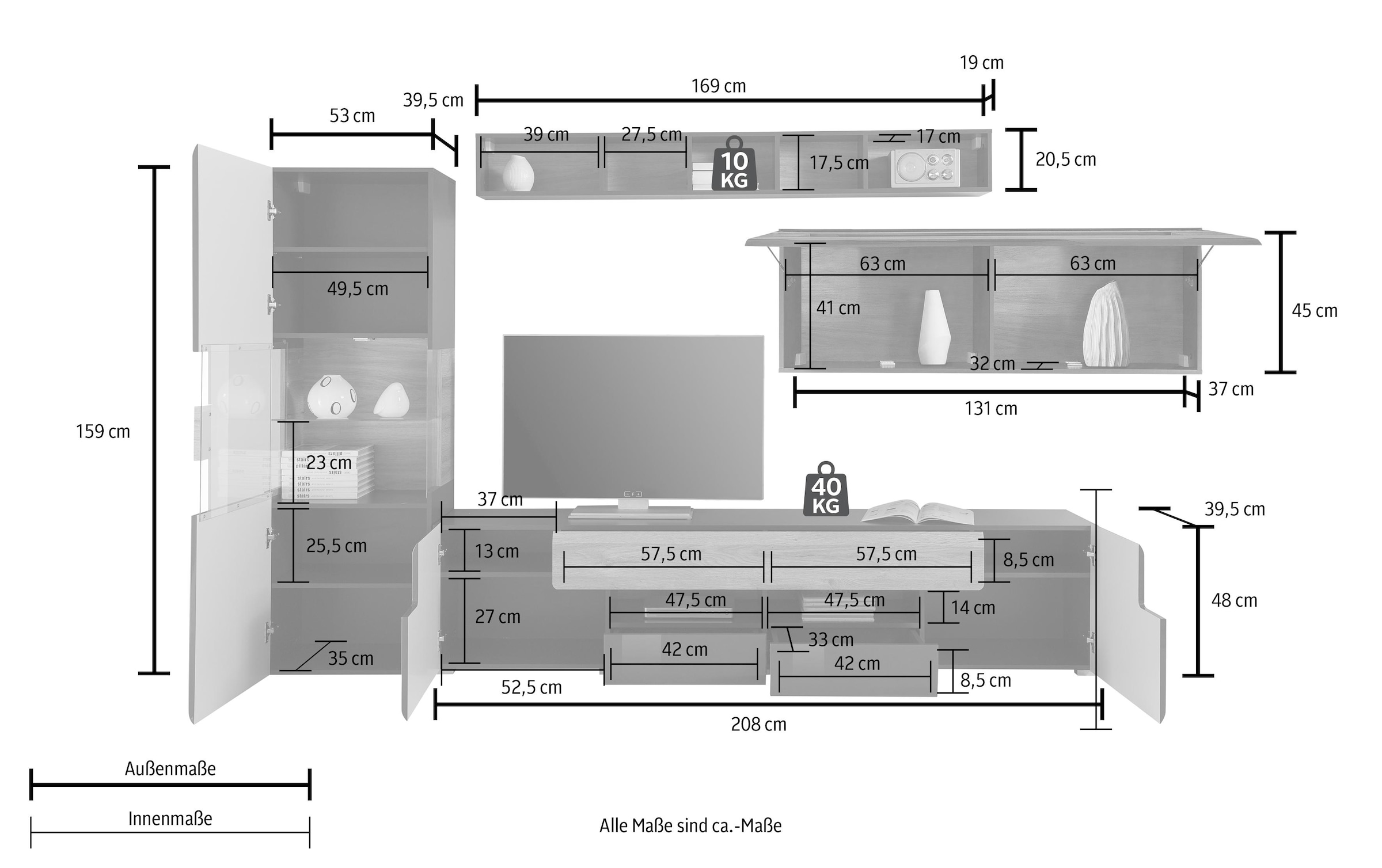 INOSIGN Vitrine »Toledo«, Breite 131 cm