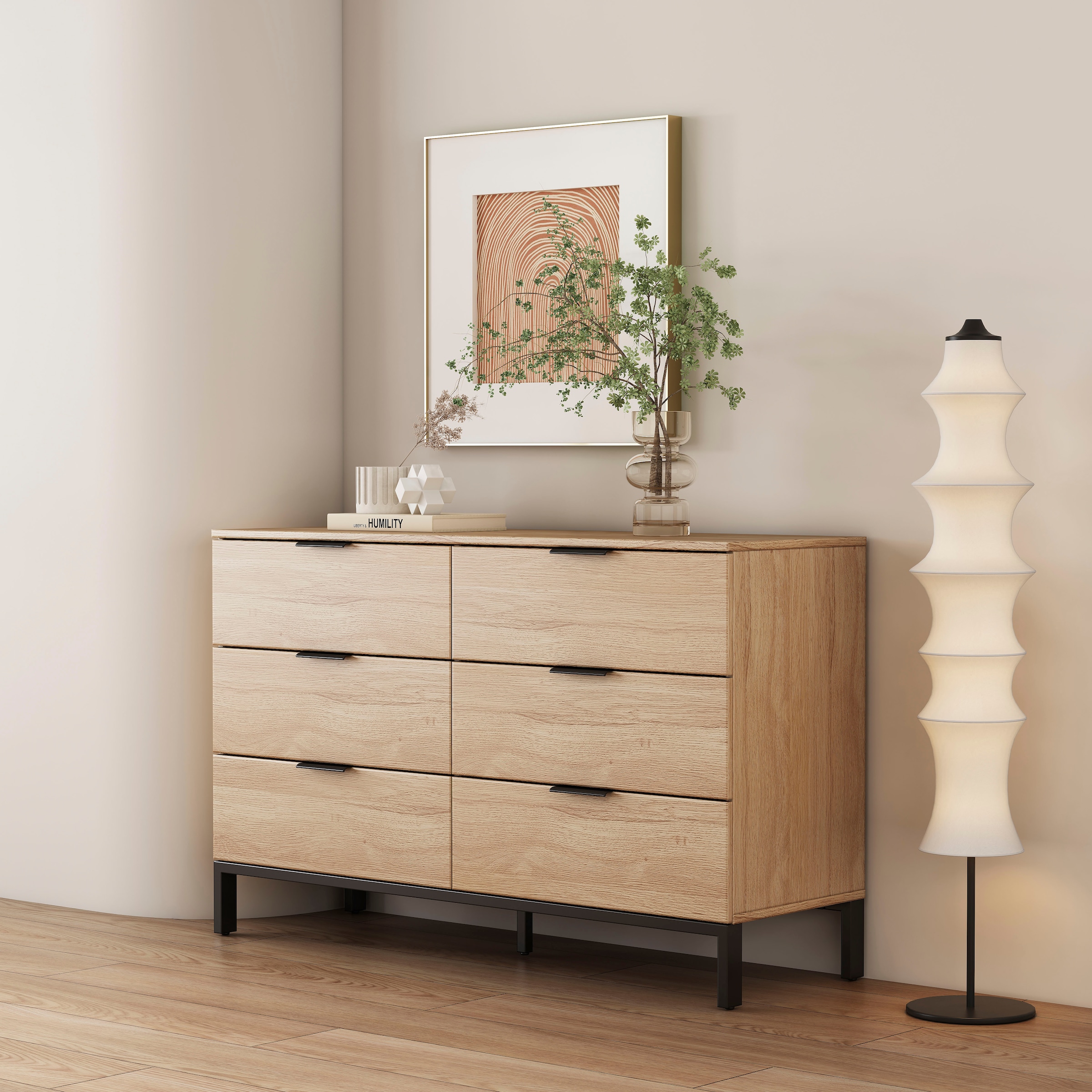 OTTO home Kommode »Jorinde« Melaminoberfläche, flexibler Stauraum und robustes Metallgestell