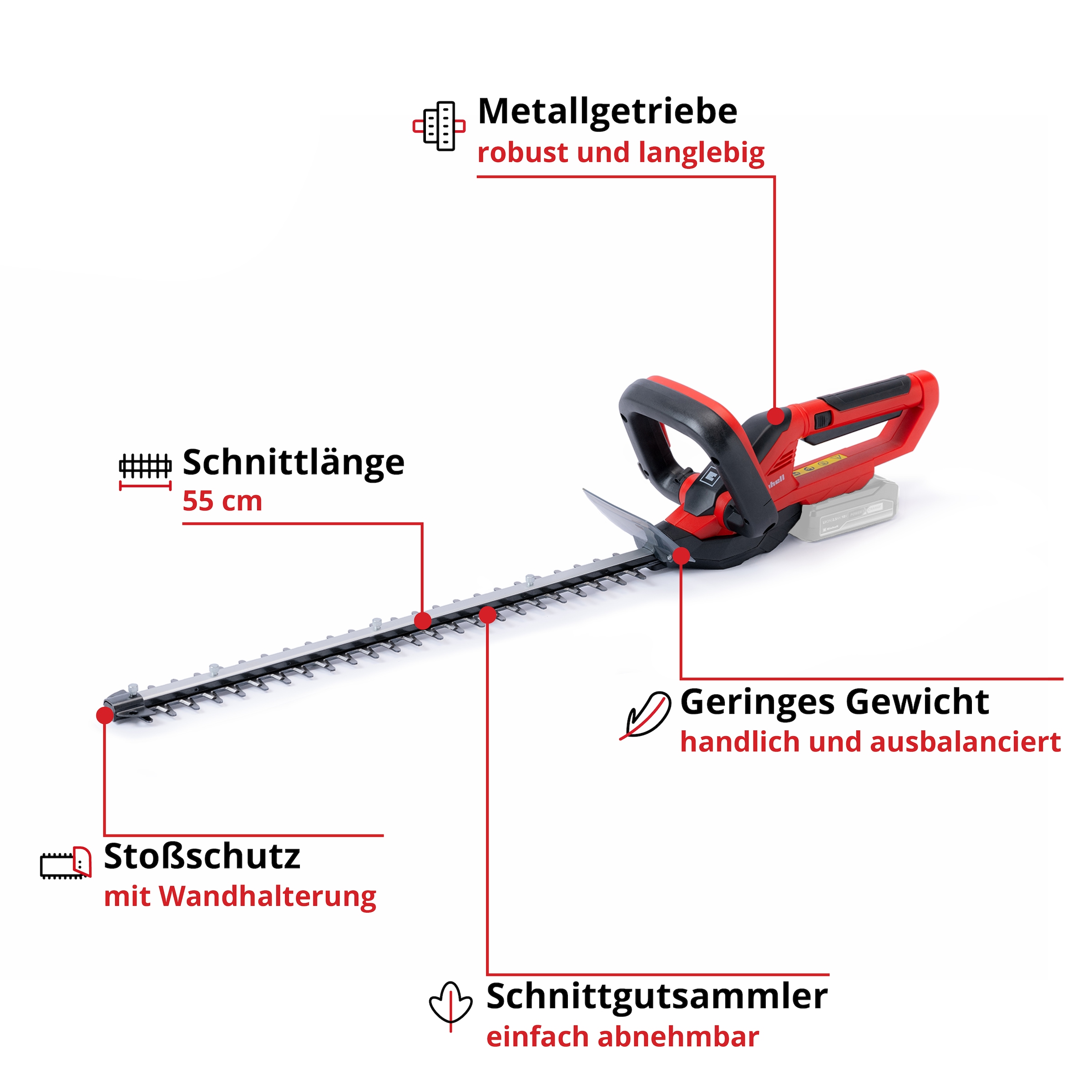 Einhell Akku-Heckenschere »GC-CH 1855/1 Li Solo«, 55 cm Schnittlänge, ohne Akku und Ladegerät