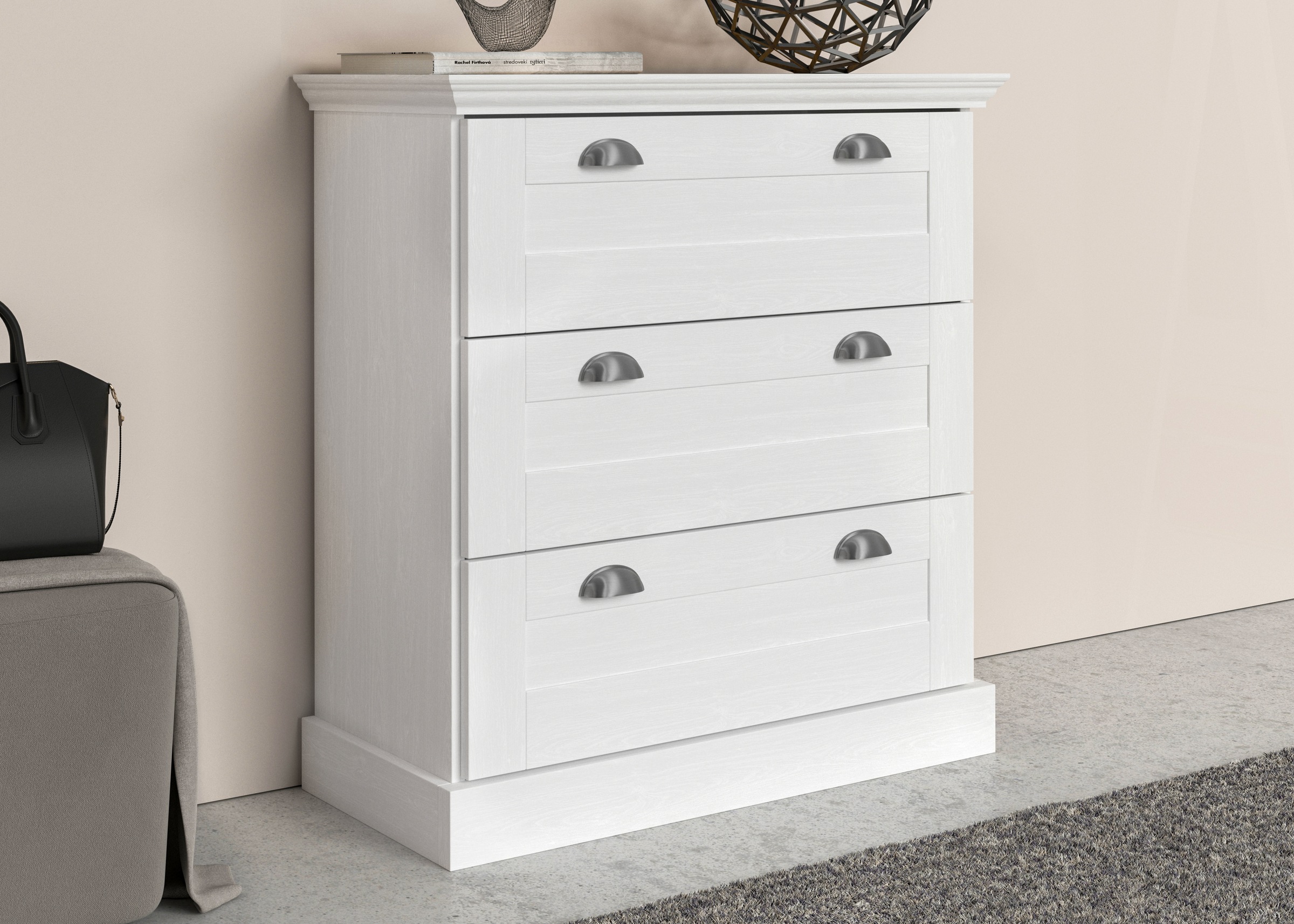 Home affaire Kommode »Motala«, mit 3 Schubladen, Breite 75 cm, Höhe 80 cm günstig online kaufen