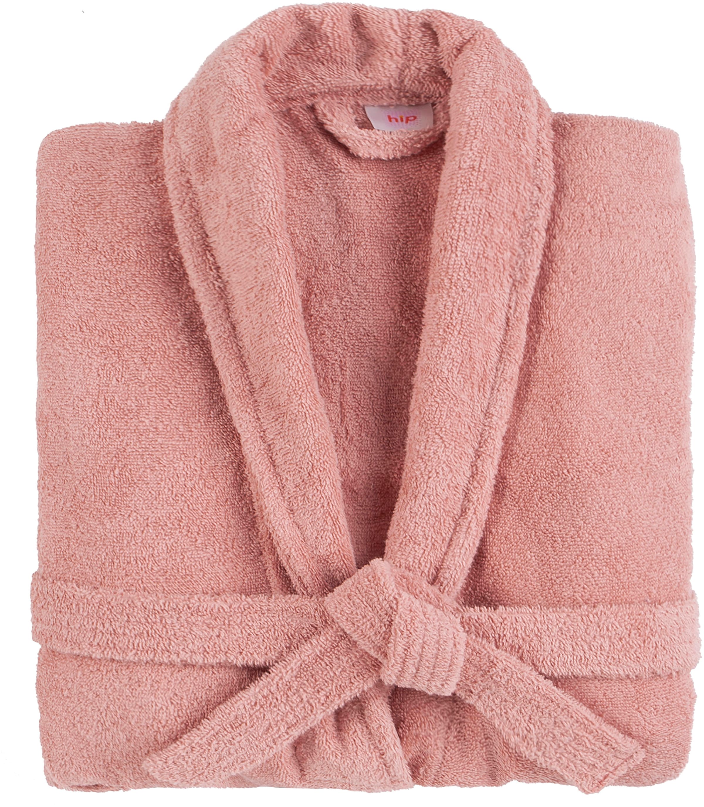 hip Bademantel »Hip Bathrobe uni«, (Packung, 1 St., 1x Bademantel), Schalkragen, Gürtel, Taschen, Damen & Herren, Velours, Glanz