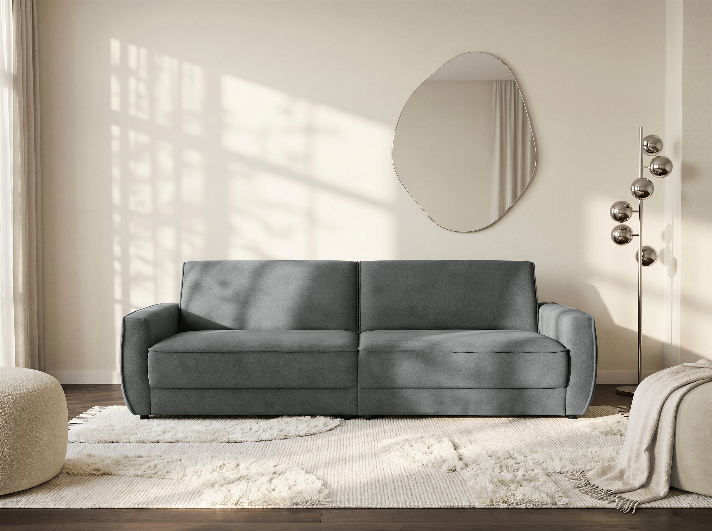 Die PlanBar Big-Sofa »ZE-EM24139, 258 cm breit, 2-teilige XXL Couch mit Softsitz« Kaltschaum Polstersofa, optional mit Sitztiefenverstellung