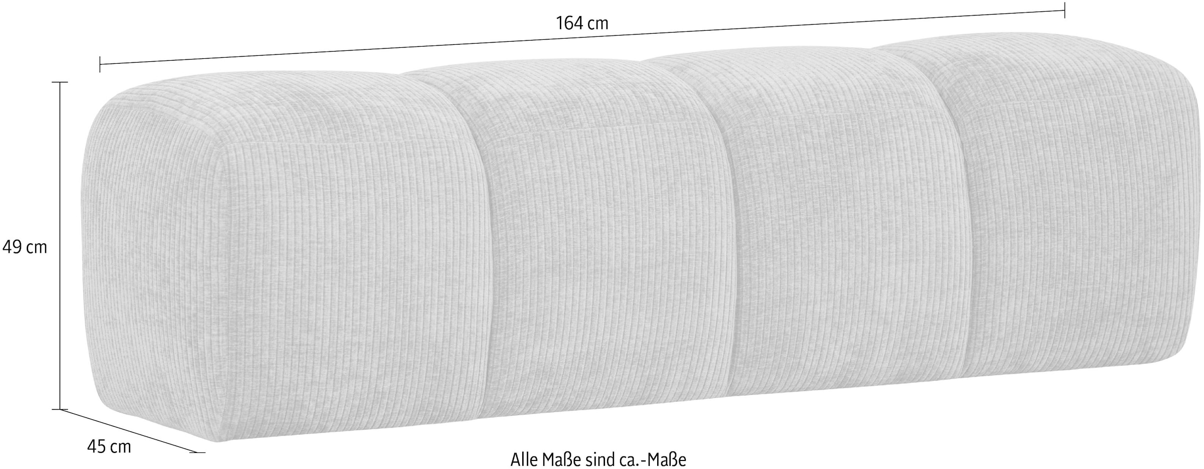 WOOOD Polsterbank »Mojo ohne Rückenlehne mit Jacquard-Rippenbezug B 160 x T 45 x H 49 cm« Ausgezeichnete Verschleißfestigkeit, Tragkraft 120 kg, kombinierbar