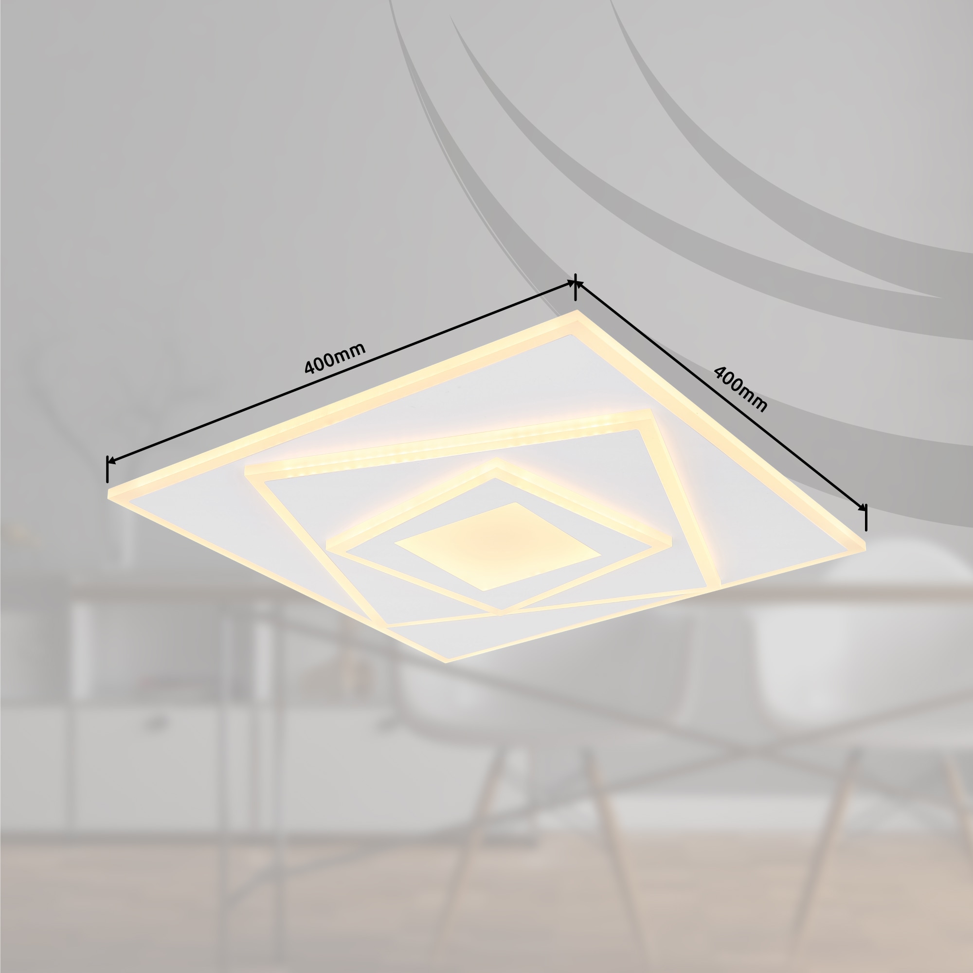 GLOBO LIGHTING LED Deckenleuchte »HORNI« LED-Modul 1 Stk. Warmweiß Deckenlampe/ LxBxH: 400x400x54mm/Wohnzimmer/Schlafzimmer/modern