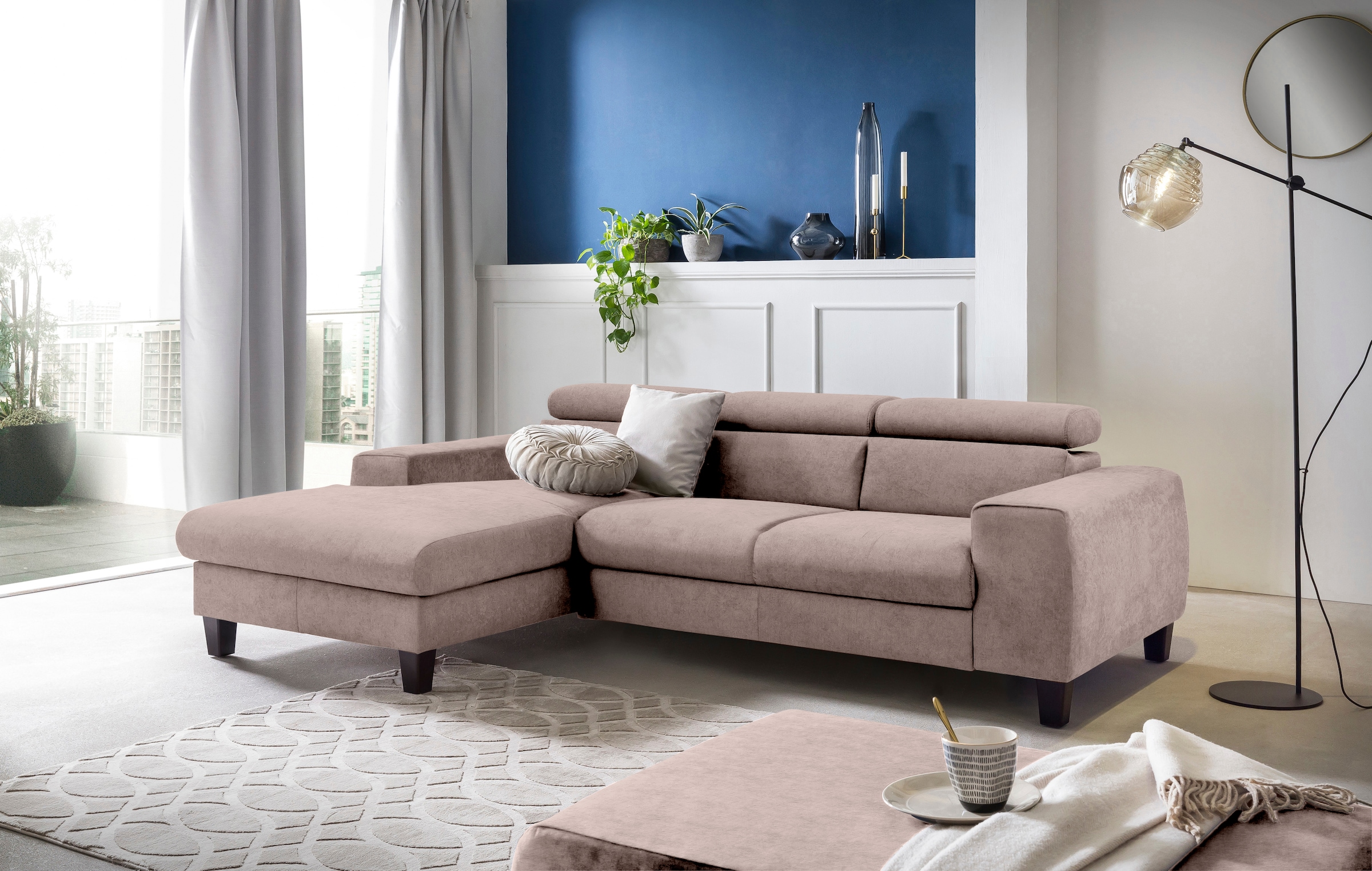 COTTA Ecksofa "Morven L-Form mit Kopfteilverstellung" wahlweise mit Bettfun günstig online kaufen