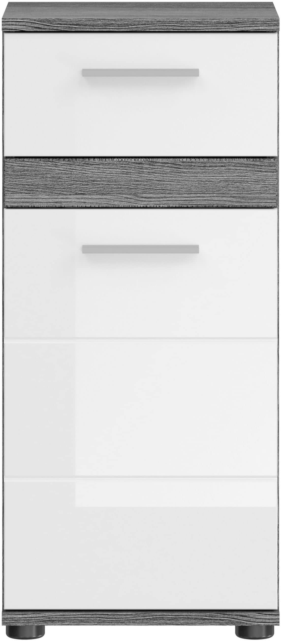 welltime Badmöbel-Set »LUCCA, 5-teilig, TOPSELLER!, MDF Hochglanzfront, bestehend aus:«, (Set, 5 St.), Hochschrank, WBU, Spiegel, Unterschrank, Hängeschrank