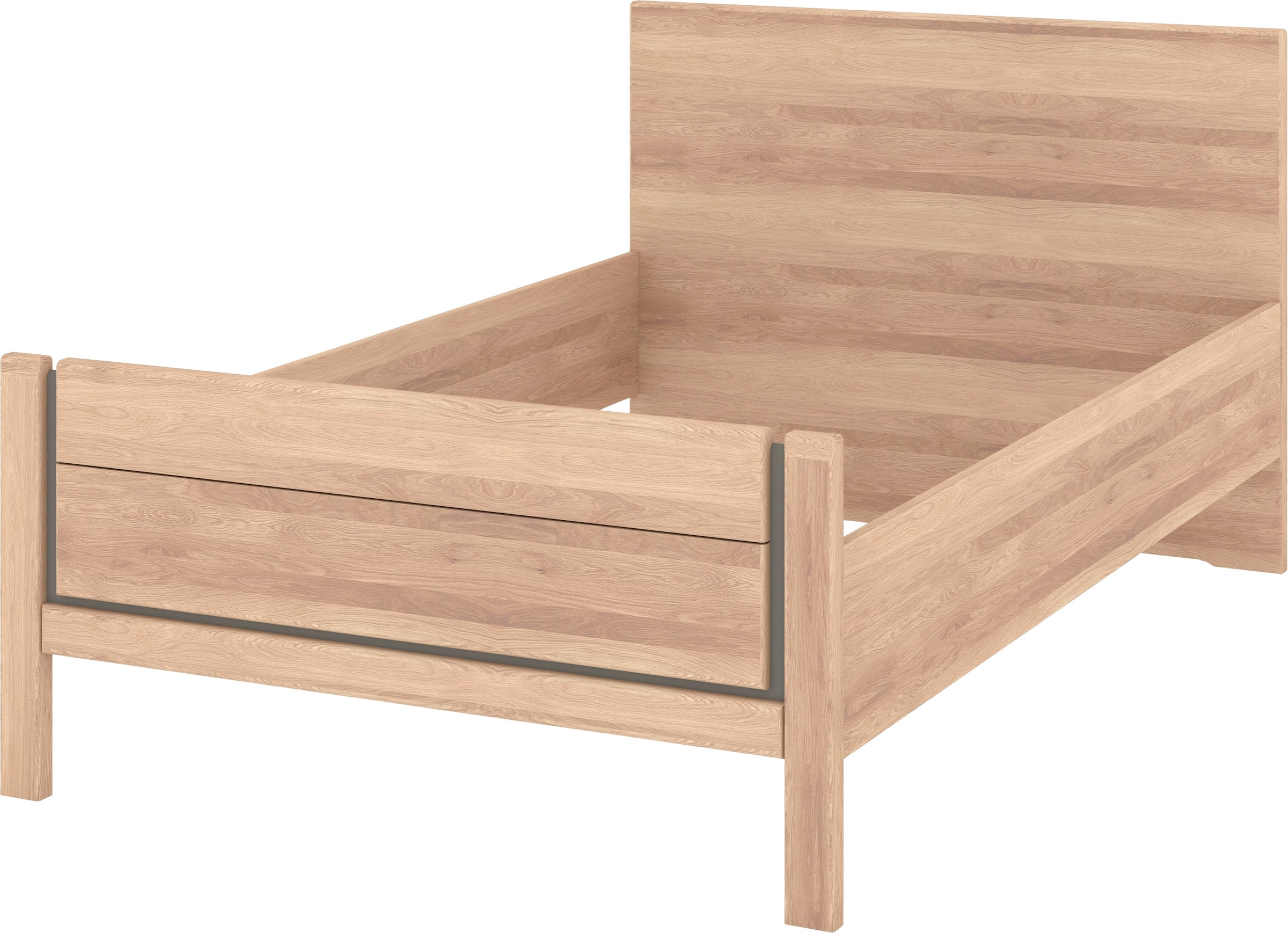 Musterring Holzbett »Sorrent, Bettgestell, Bettrahmen, teilmassiv Eiche«, (MADE IN GERMANY), Eiche teilmassiv, Liegehöhenverstellung, Stollenfußteil