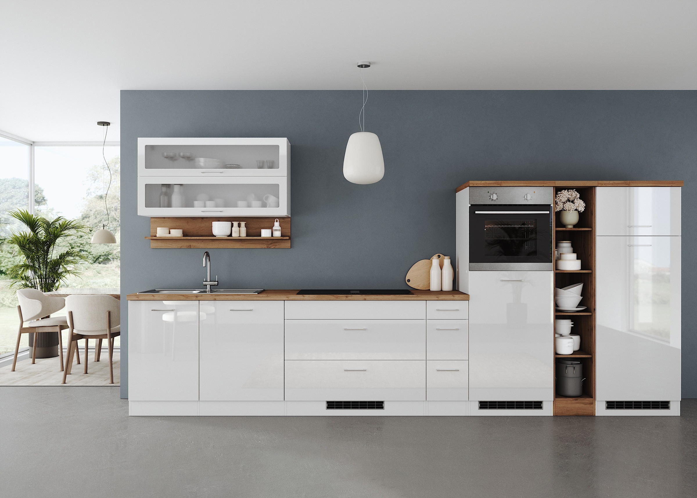 KOCHSTATION Küchenzeile »KS-Milan, optional mit Muldenlüfter« Breite 390 cm günstig online kaufen