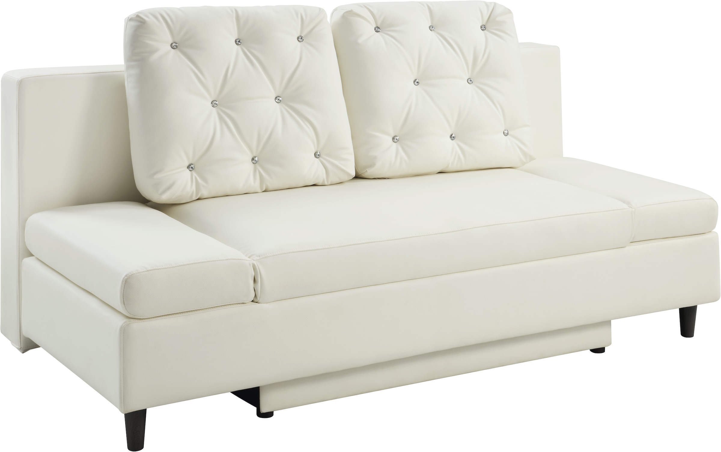 ATLANTIC home collection Schlafsofa »Coco«, mit Bettkasten, Kunstleder und Kissen mit Strasssteinen