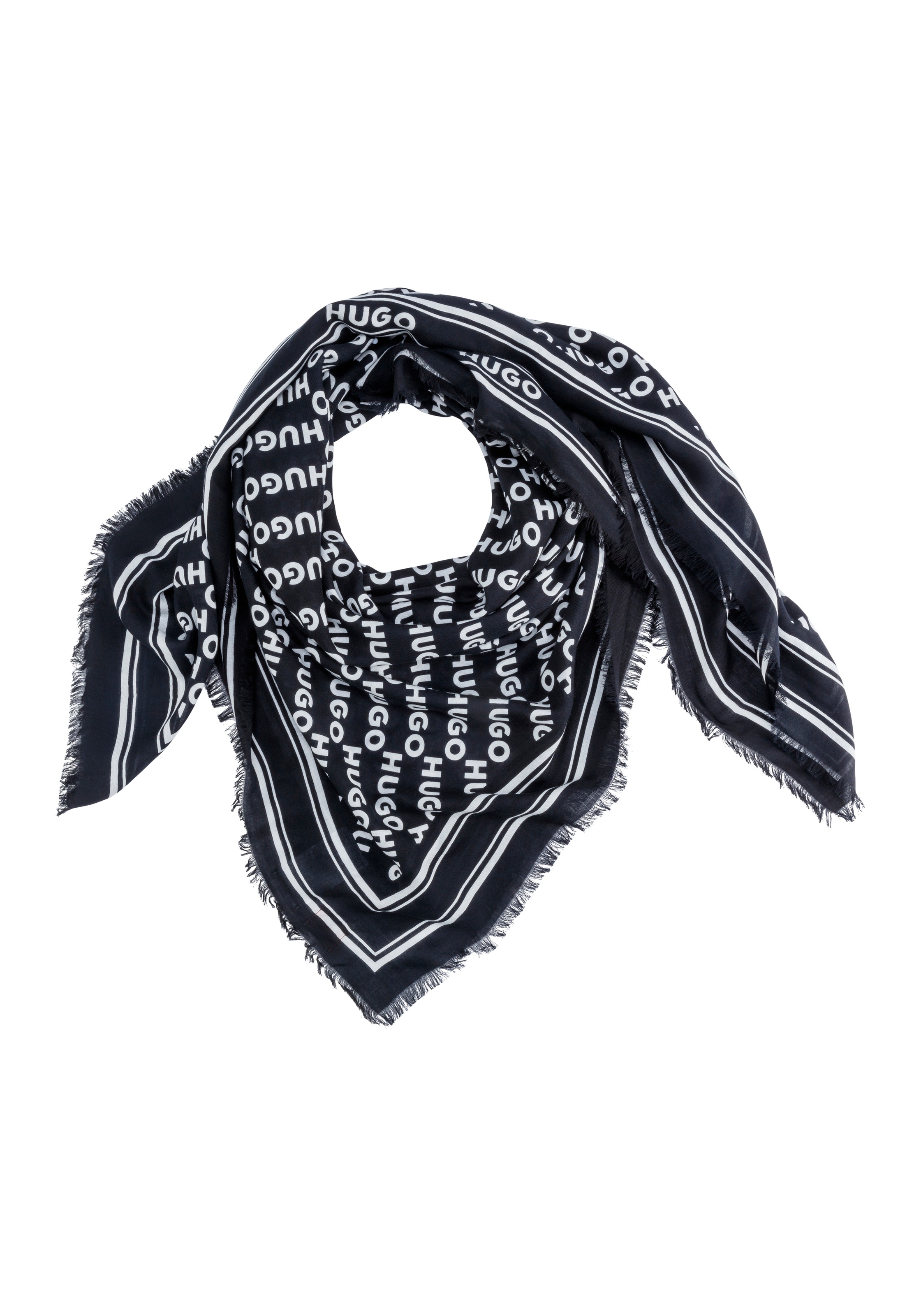 HUGO Schal »Alycia 120*120« mit -Logodrucken Black 001