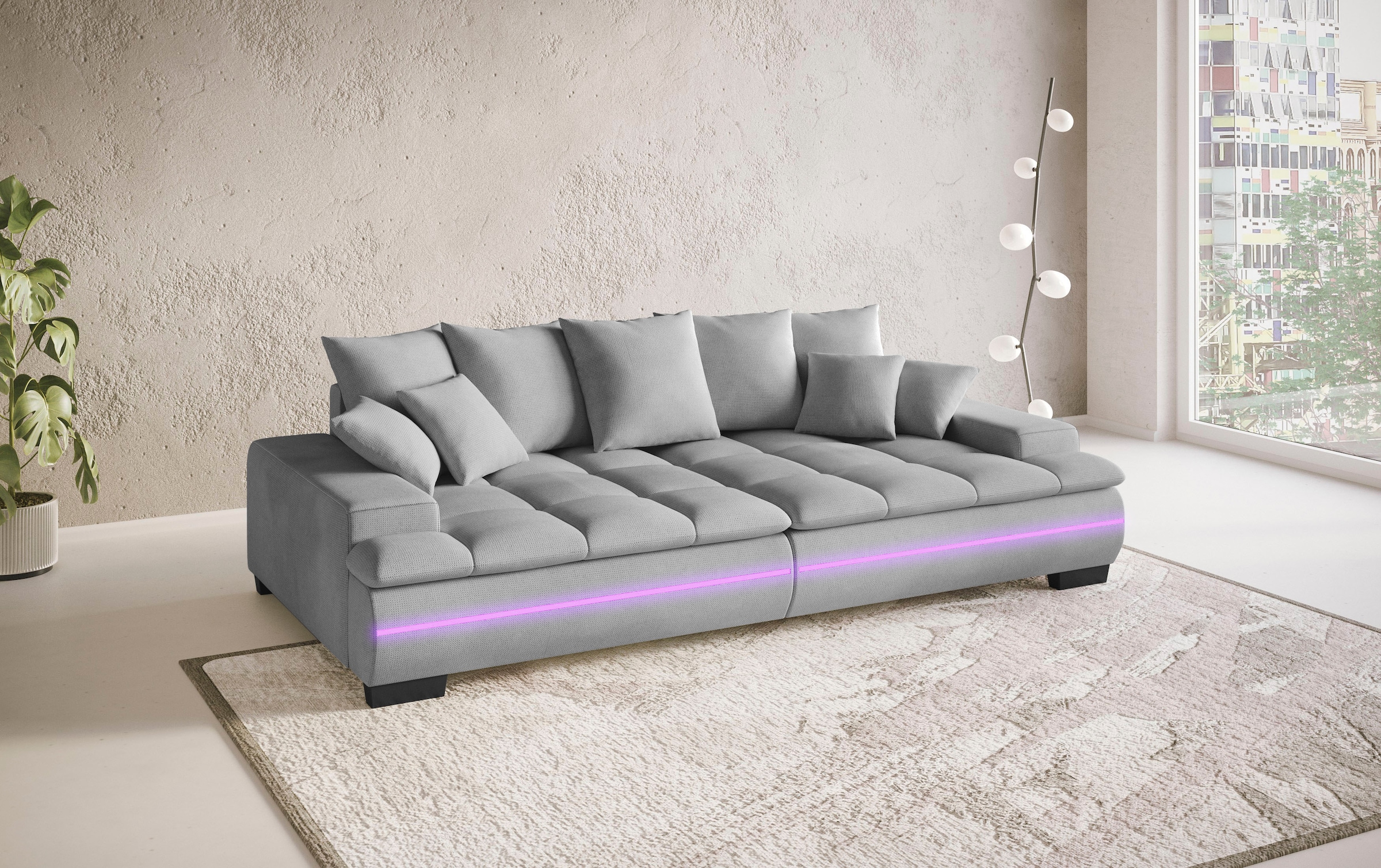 Mr. Couch Big-Sofa »Haiti II«, RGB-LED Beleuchtung, Kaltschaumpolsterung, bis 140 kg belastbar