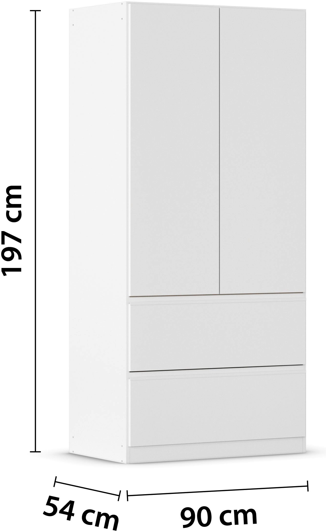 rauch Drehtürenschrank »Kleiderschrank Schrank Garderobe Wäscheschrank COSTA in 3 Breiten«, viel Platz, grifflose Front und Push-to-Open Funktion MADE IN GERMANY