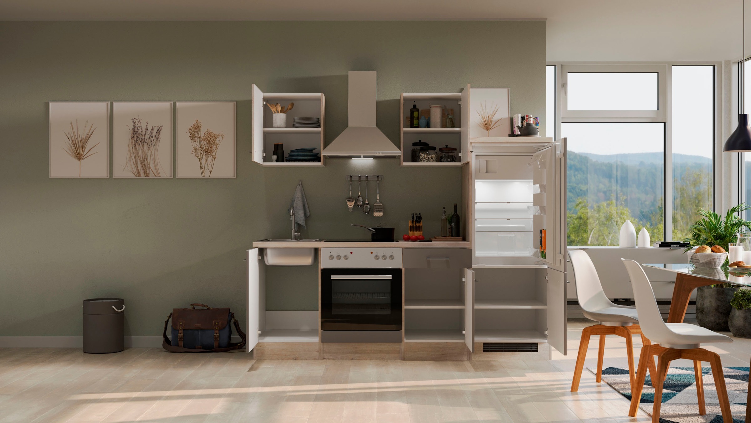 Flex-Well Küche »Riva«, wahlw. mit E-Geräten, Breite 220 cm