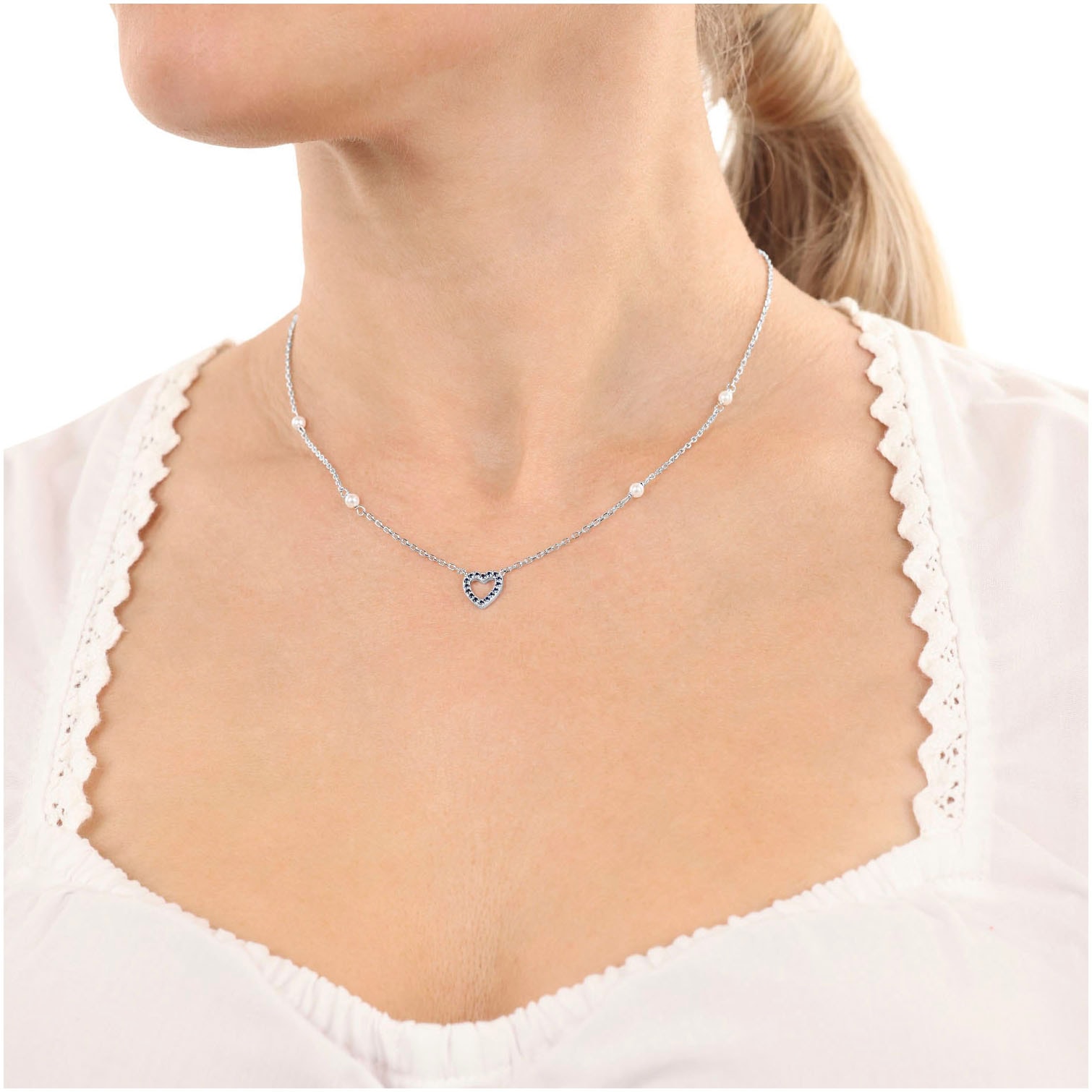 3. Bild von Amor Kette mit Anhänger »Herz, Trachtenschmuck, Volksfest, 2039229, 2039230«, mit Stein (synth.) - mit Muschelkernperle