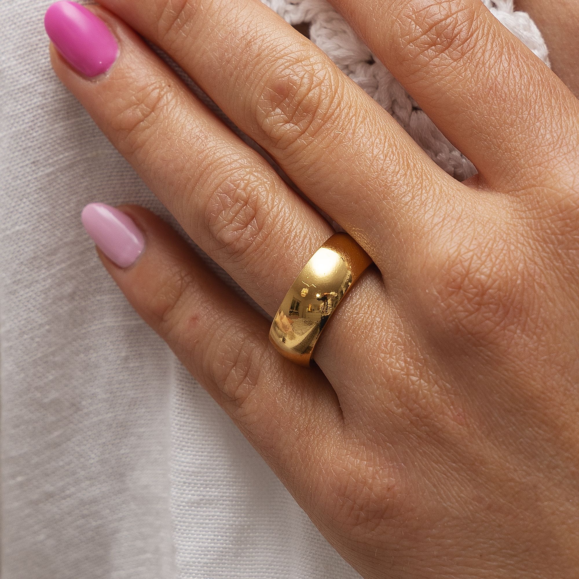 Zeeme Fingerring »Edelstahl gelb-vergoldet 8mm breit«