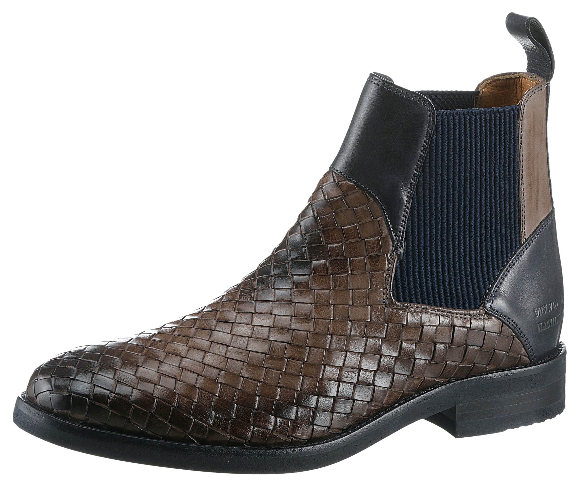 Melvin & Hamilton Chelseaboots »Brad 9 - vegetabil gegerbt«, Stiefelette, Business Schuh, Anzugschuh mit Flecht-Optik