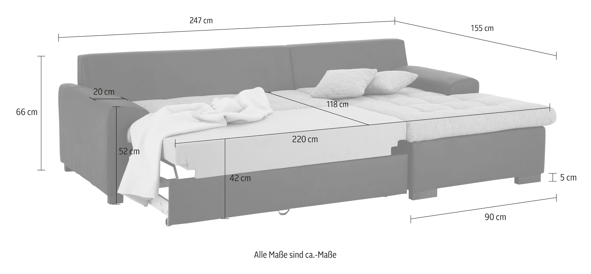 Home affaire Ecksofa »Föhr L-Form«, wahlweise mit Bettfunktion