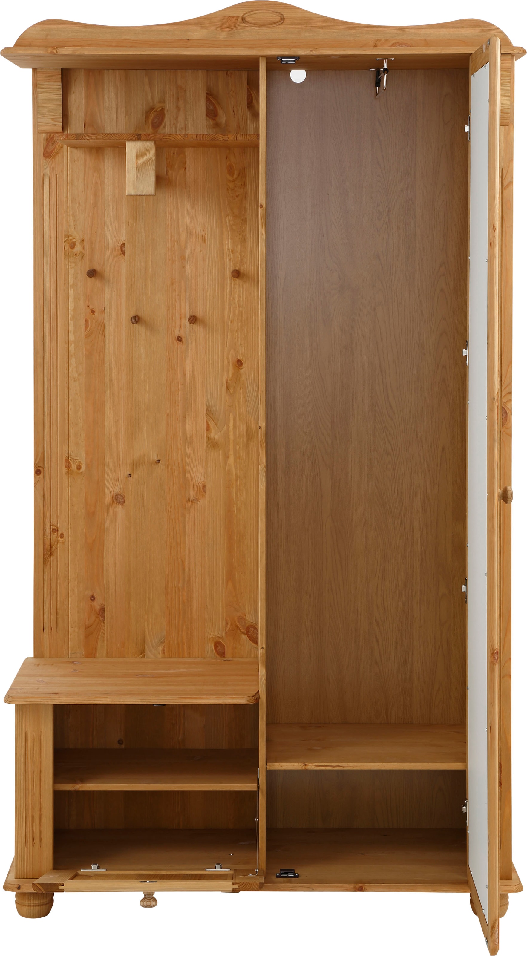 Home affaire Kompaktgarderobe »Adele«, Breite 108 cm, mit Spiegeltür, aus massiver Kiefer, FSC®