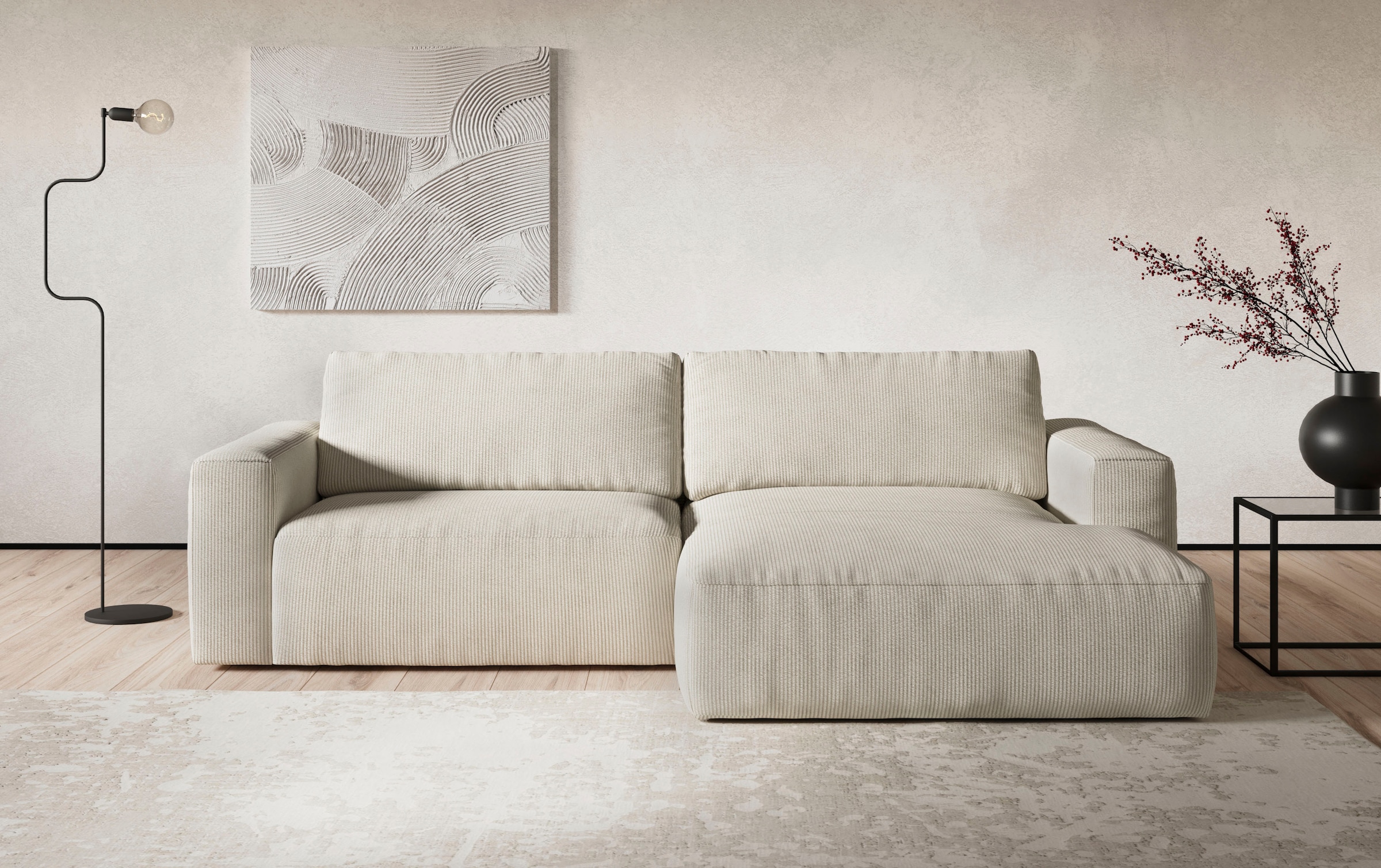 COTTA Ecksofa »Lasso L-Form, XL-Sofa«, mit breiter Recamiere im trendigen C günstig online kaufen