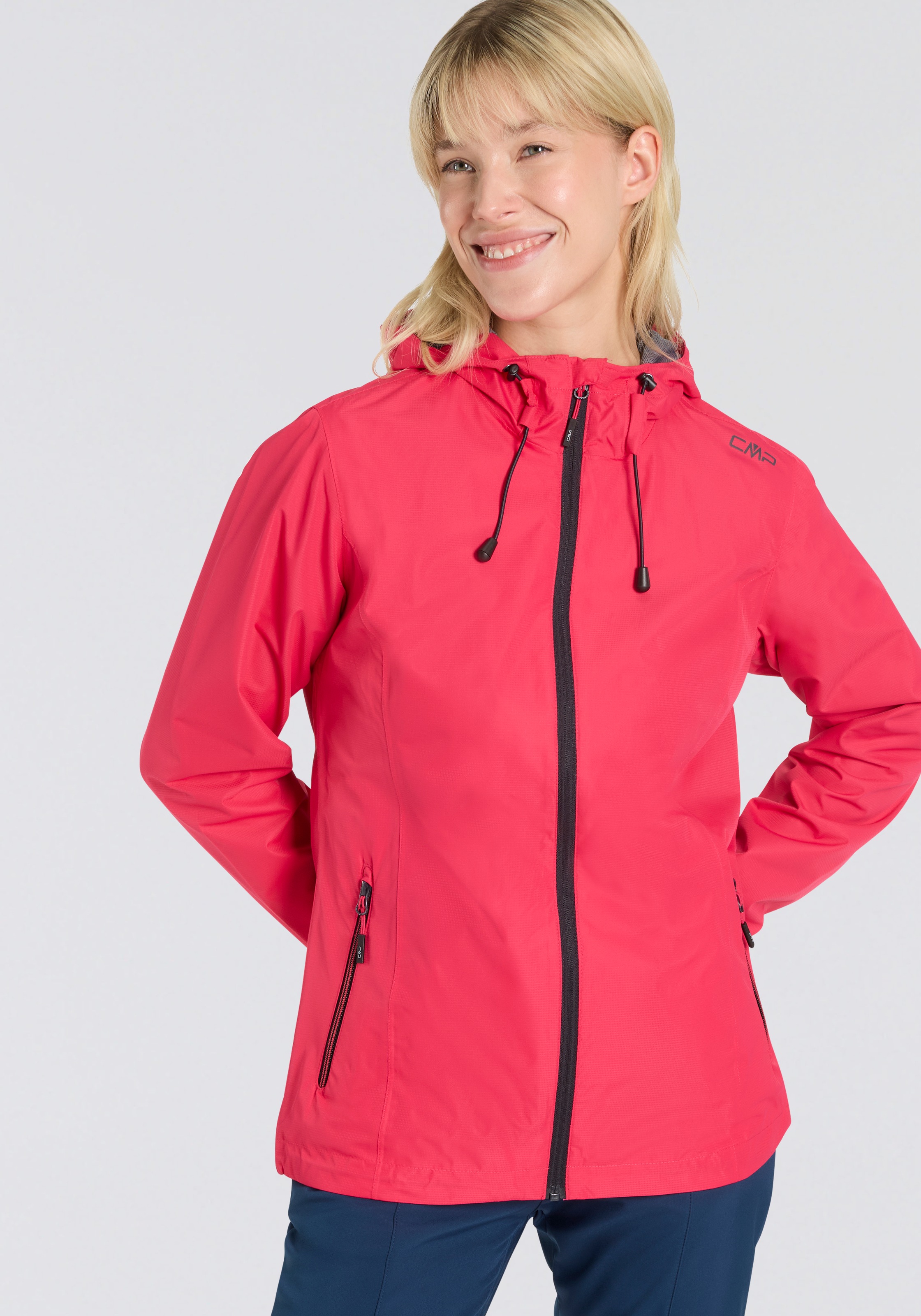 Regenjacke 1 Stk. tlg. mit Kapuze Atmungsaktiv & Winddicht & Wasserdicht, Gr. 42, fragola