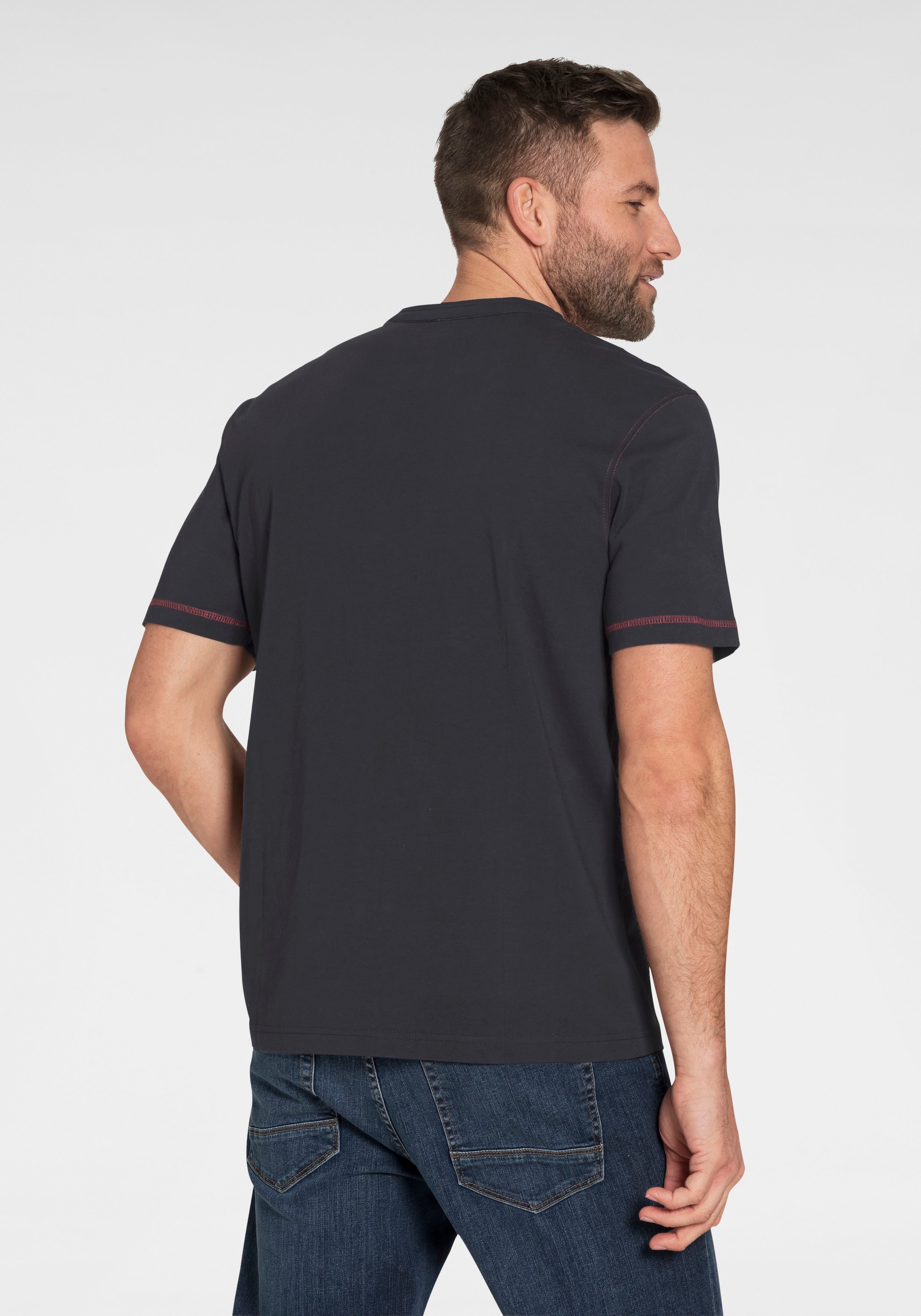 Man's World Henleyshirt, Kurzarm, lässige Passform, bedruckt, Rundhals, casual
