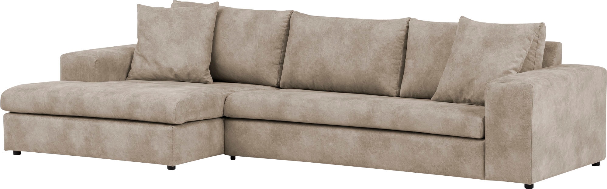 andas Ecksofa »SLEETLAND XXL in Samtvelours oder Vintage-Leder-Optik, L-Form,«, besonders groß und bequem