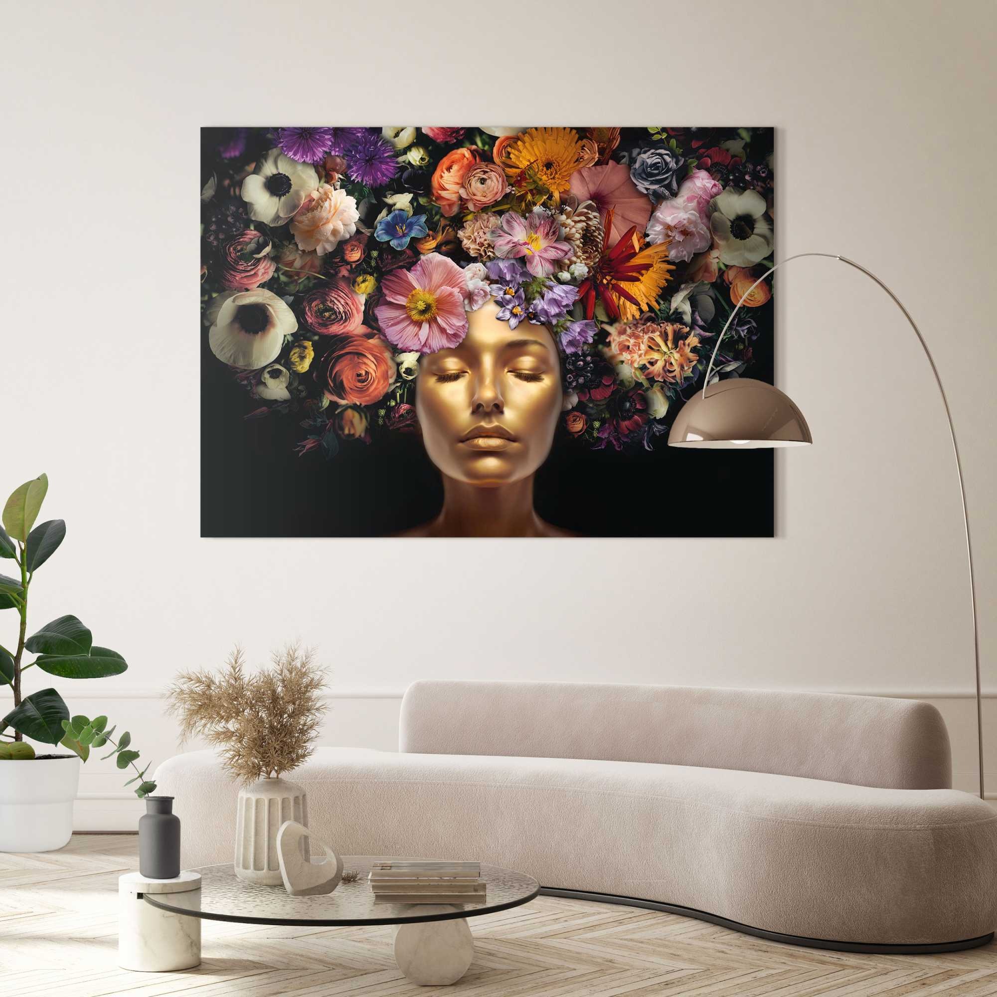 Reinders! Deco-Panel »Kopf mit Blumenkopfschmuck« Wohnzimmer - Mehrfarbig - günstig online kaufen