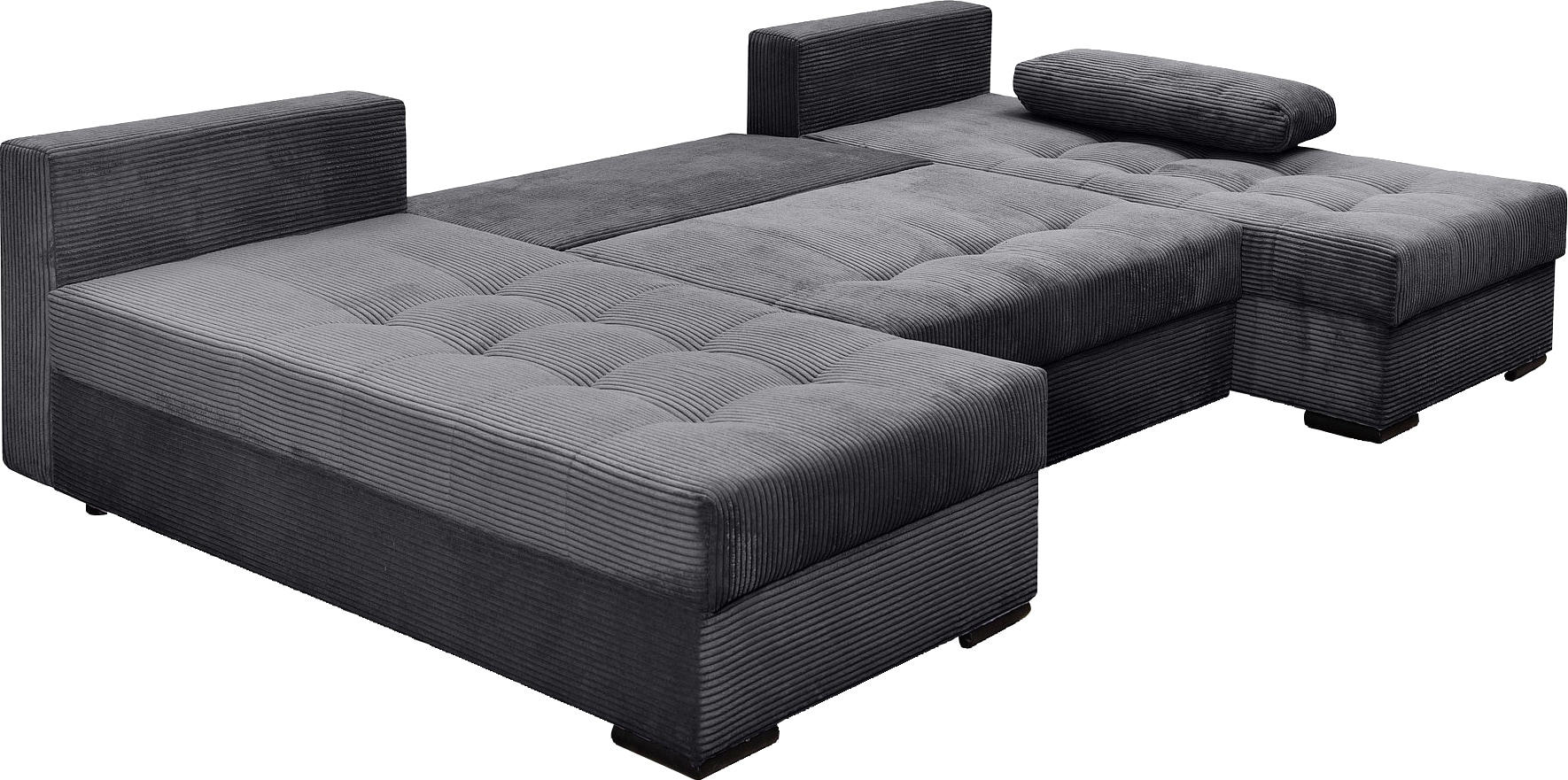 COLLECTION AB Wohnlandschaft »Josy U-Form, Breite 269 cm, Flachgewebe, Struktur, Cord & Cord/Mix«, (Cord-/Mix), inkl. Bettfunktion, Bettkasten, mit 3 gleich großen Rückenkissen