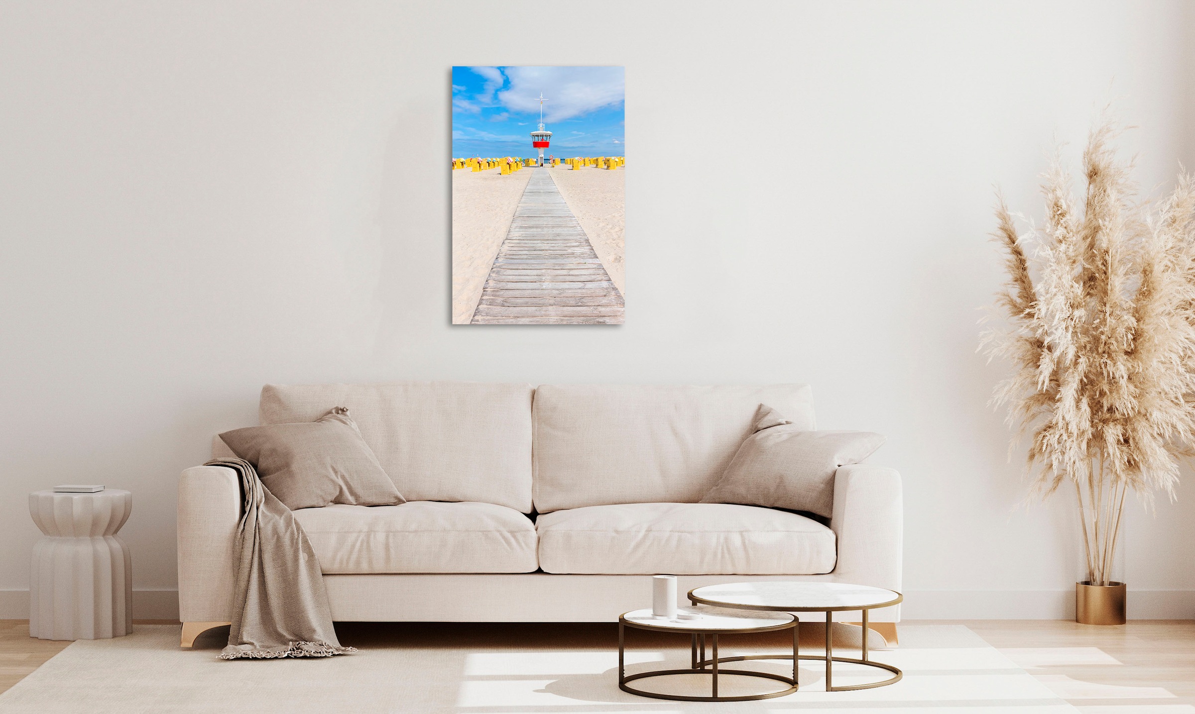 queence Acrylglasbild »Early«, Strand-Steg-Meer-Meer Bilder-Leuchtturm, (1 günstig online kaufen