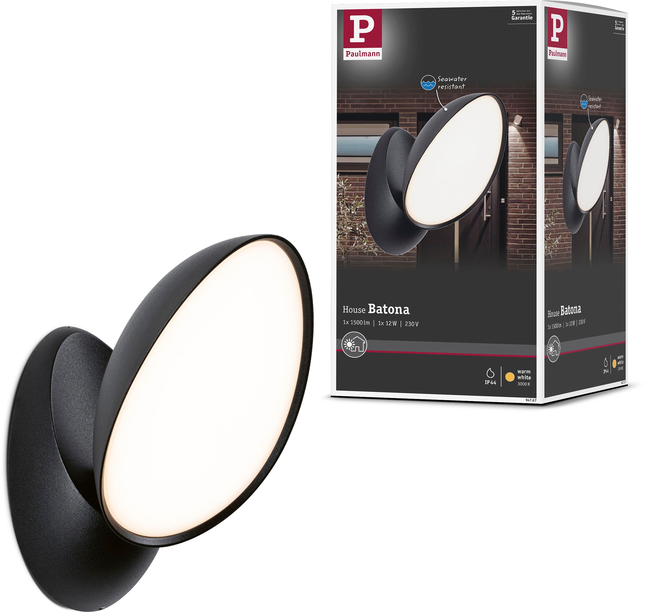 Paulmann LED Außen-Wandleuchte »Outdoor 230V Batona IP44 anthrazit«, 1 flam günstig online kaufen