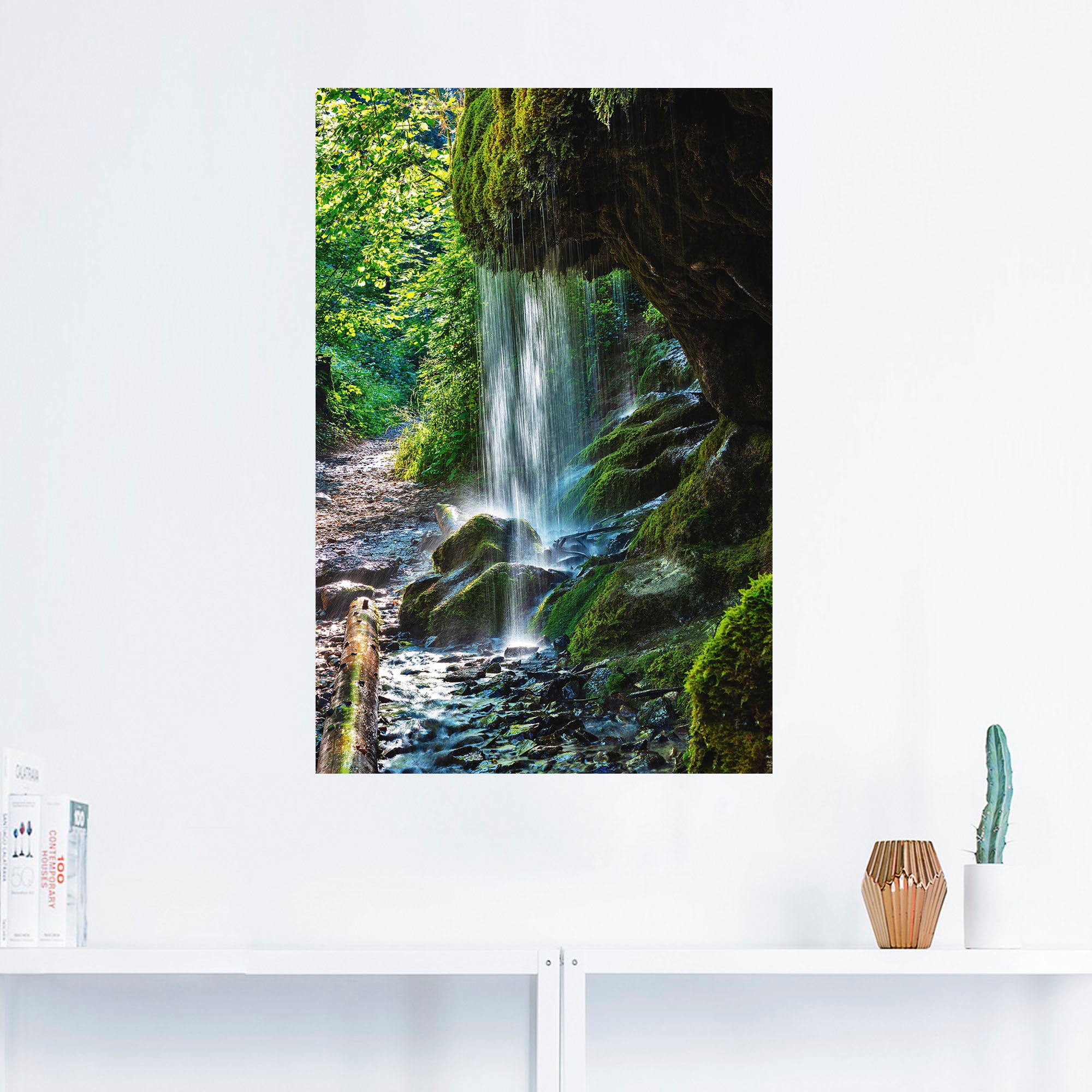 Artland Wandbild »Moosbedeckter Wasserfall«, Wasserfallbilder, (1 St.), als Alubild, Outdoorbild, Leinwandbild, Wandaufkleber, versch. Größen