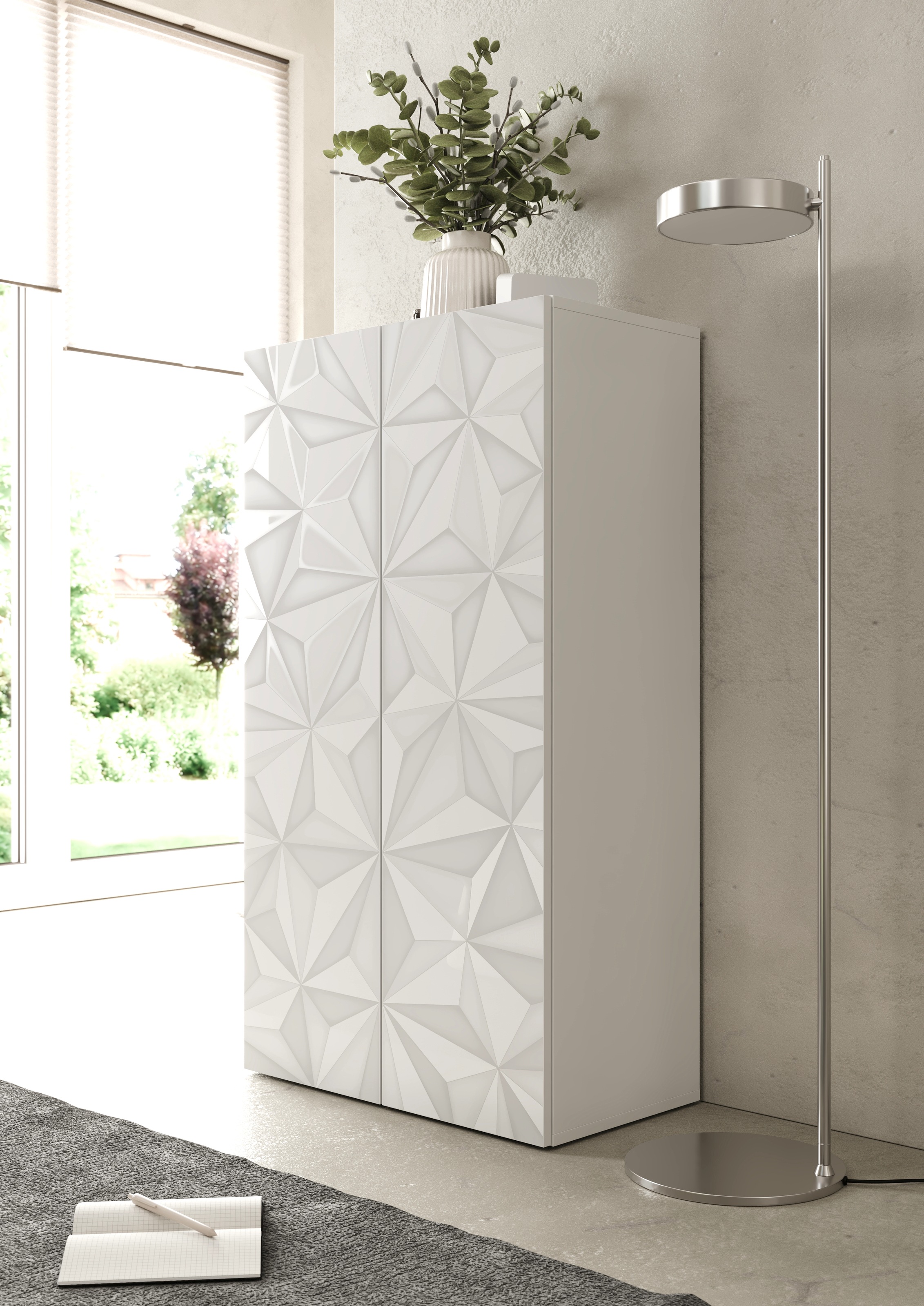 INOSIGN Aktenschrank »Prisma, Breite 63 cm, Höhe 114 cm, 2 Türen (2 Einlegeböden)«, Büroschrank, Mehrzweckschrank, Front mit Siebdruck