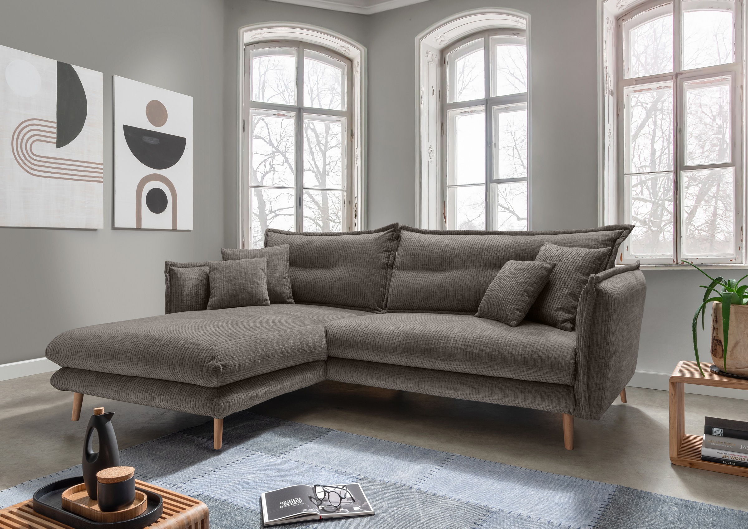 INOSIGN Ecksofa »Lazio modern und bequem, schmale Armlehnen, tolle Detailve günstig online kaufen