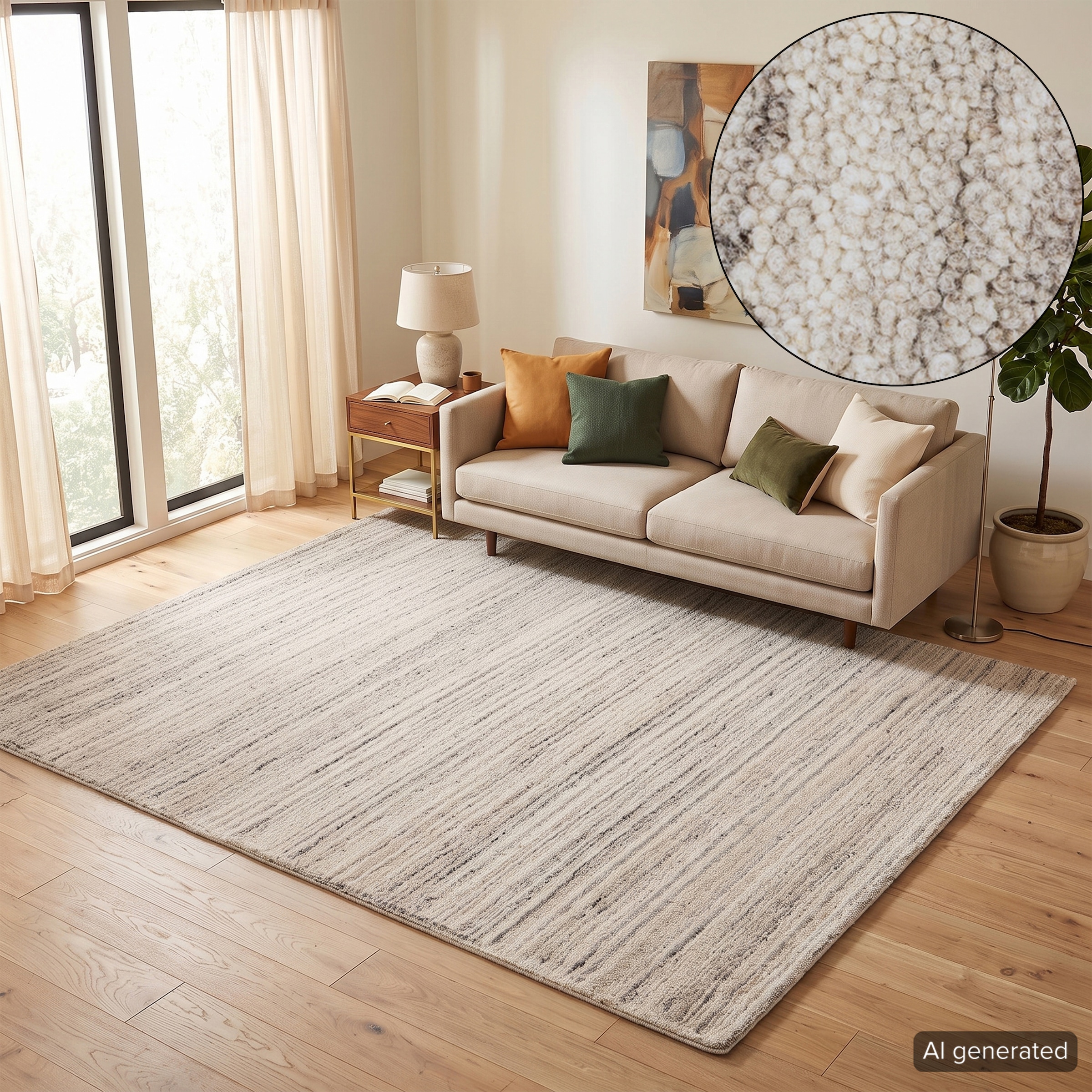 THEKO Wollteppich »Janne, Berber Teppich,  Wolle, meliert, handgearbeitet« rechteckig 20 mm Höhe handgetuftet, Wohnzimmer, Schlafzimmer, Esszimmer