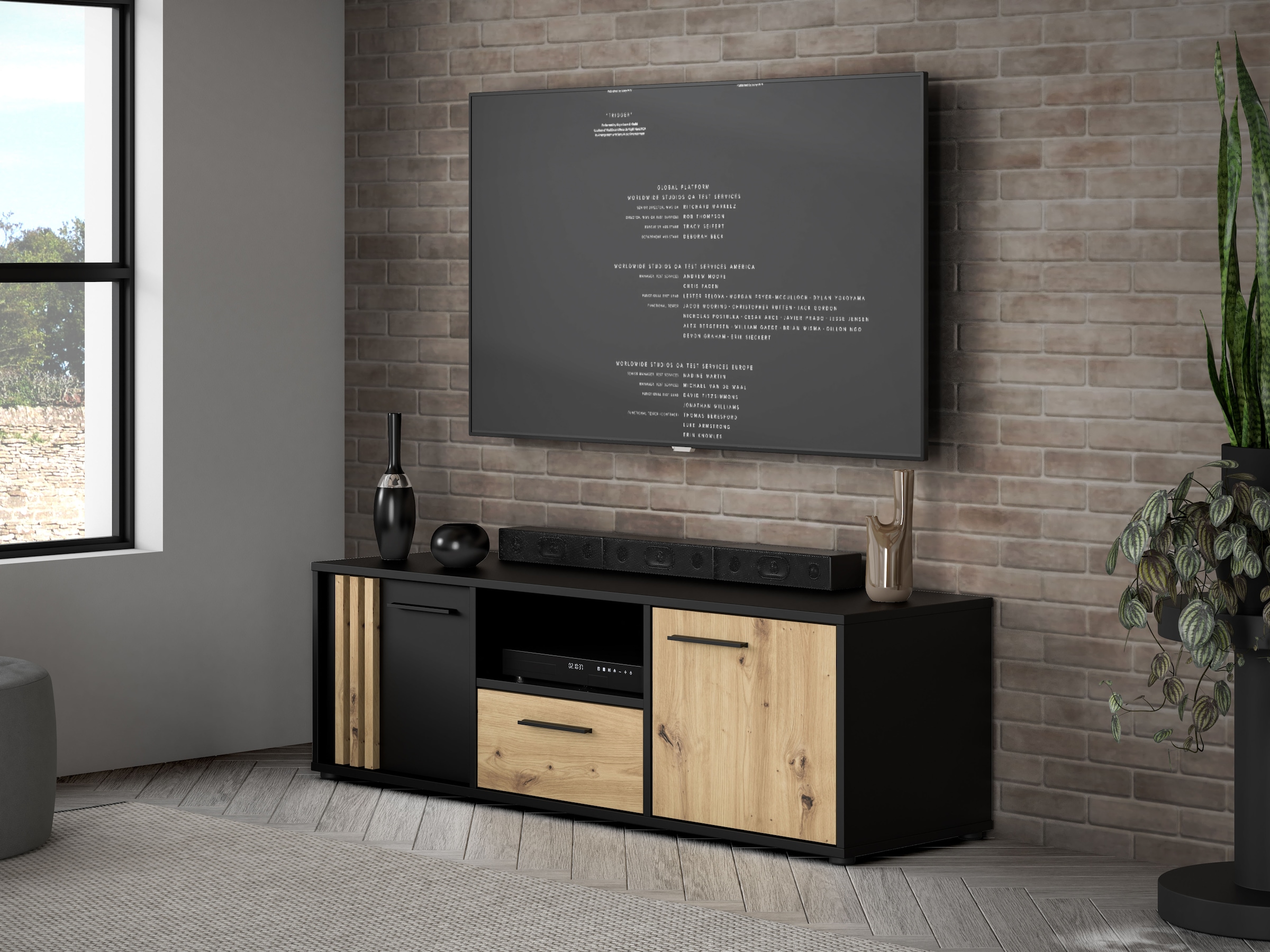 FORTE Lowboard »Cardigan TV-Board, TV-Schrank«, TV-Board, 2 farbig, Stauraum Kabelführung