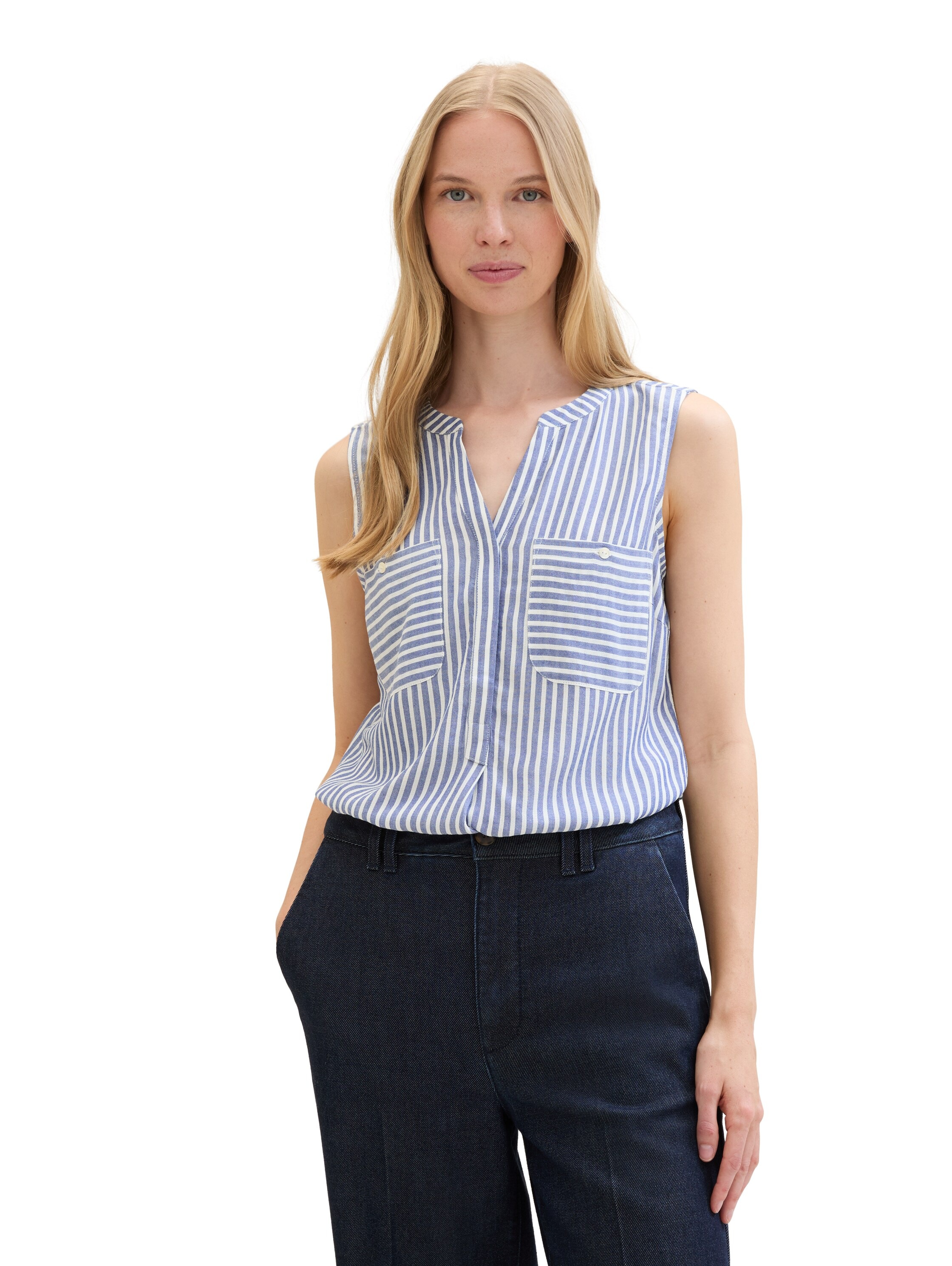 TOM TAILOR Blusenshirt, gestreift mit aufgesetzten Brusttaschen