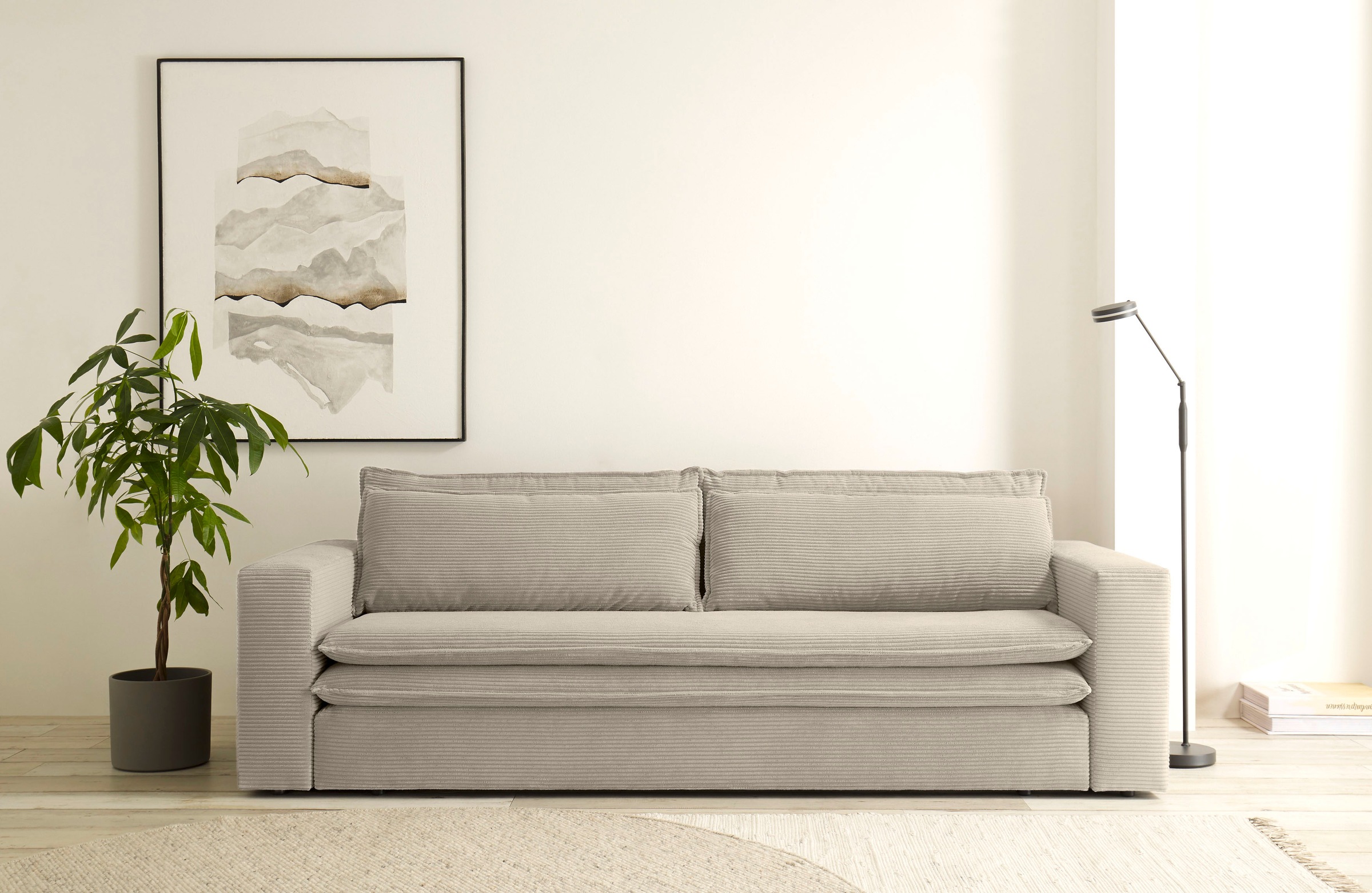 Places of Style 3-Sitzer »PIAGGE«, Cord-Bezug - mit Bettfunktion und Bettka günstig online kaufen