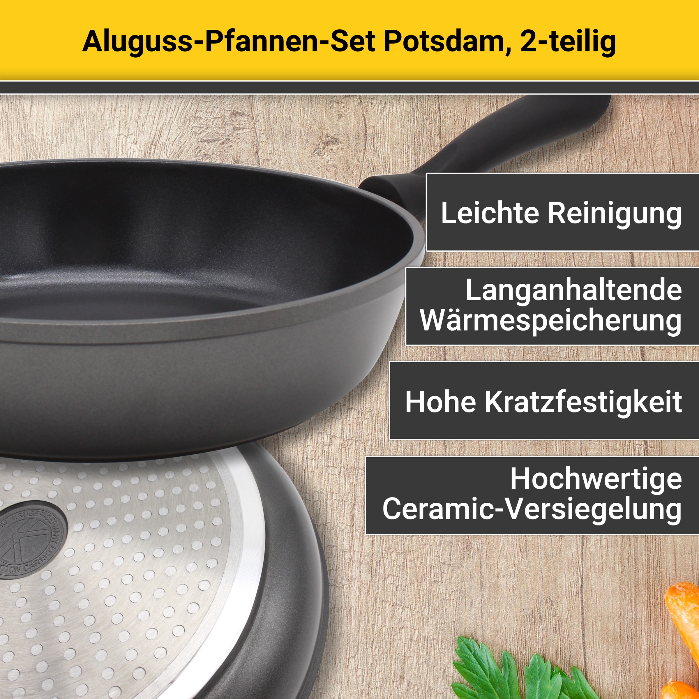 Krüger Pfannen-Set »Aluguss Pfannenset Potsdam, 2 tlg.«, Aluminiumguss, (Se günstig online kaufen