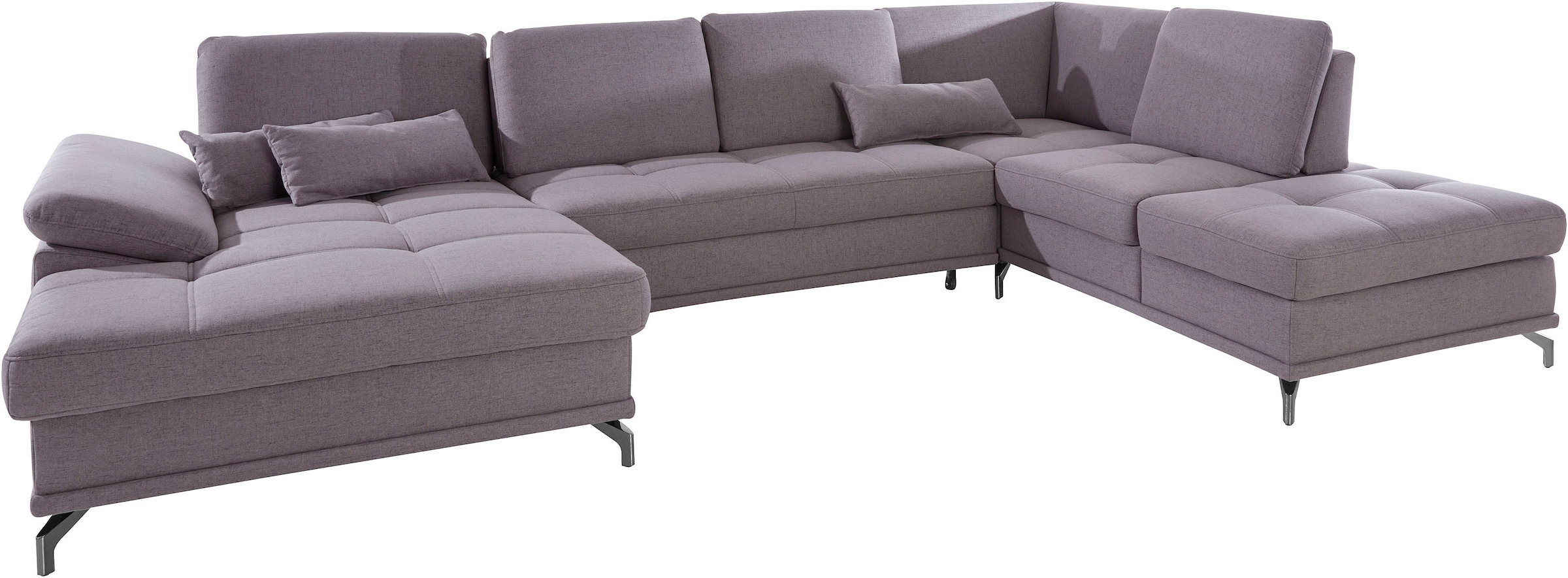 Places of Style Wohnlandschaft »Costello U-Form, mit Sitztiefenverstellung, Armteilverstellung und«, 3 Nierenkissen, optional Bettfunktion und Bettkasten