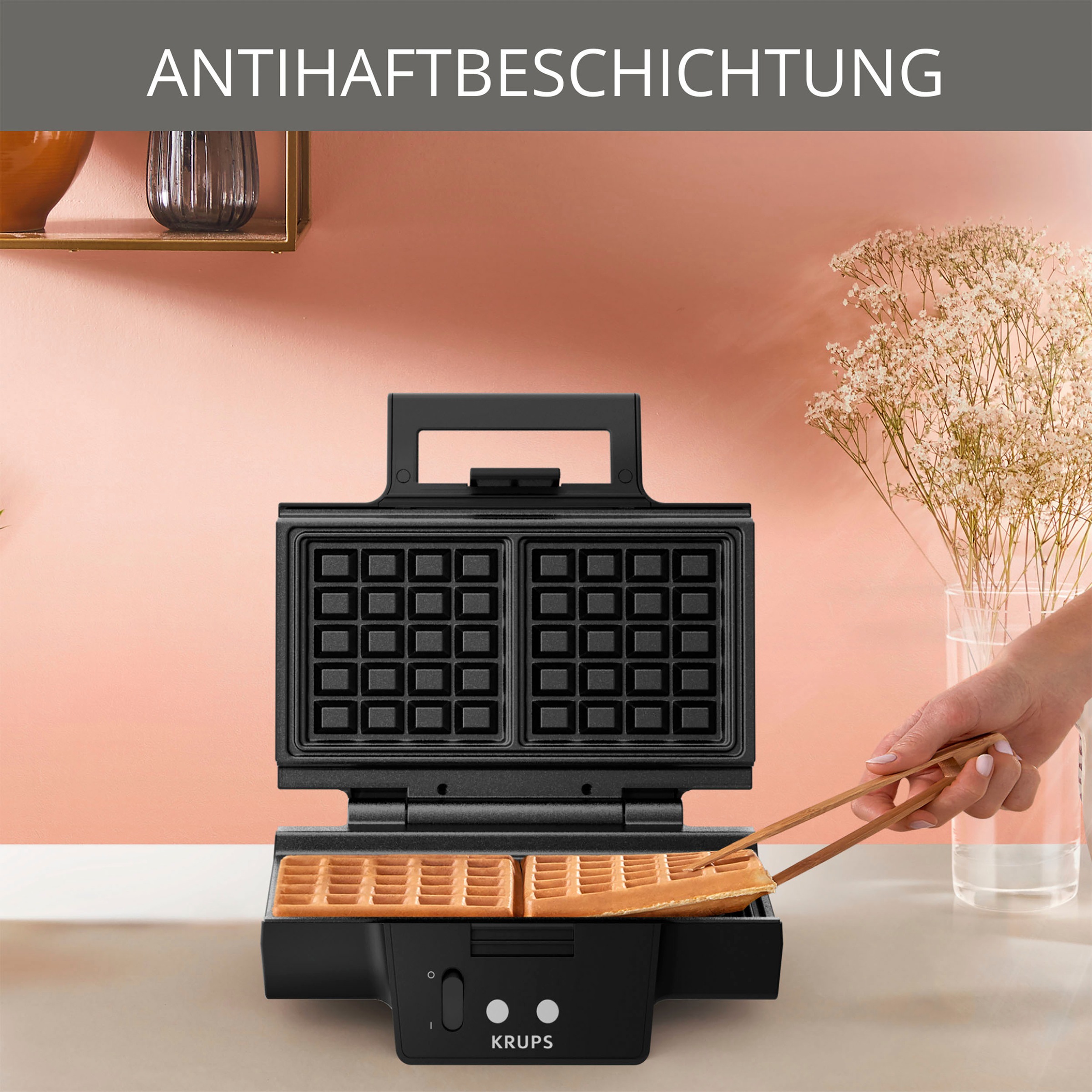 Krups Waffeleisen »FDK252«, 850 W, 2 dicke Waffeln, Antihaftbeschichtung, tiefe Platten
