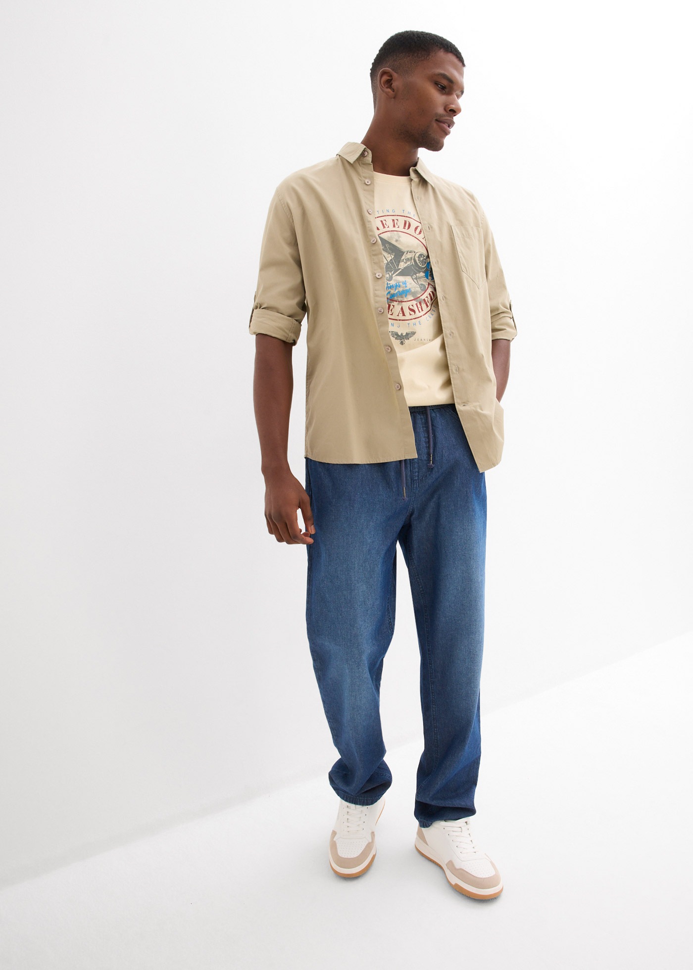 bonprix Schlupfjeans Packung, 2er, 2 klassischer Schnitt, aus reiner Baumwolle, mit Washed-Effekt