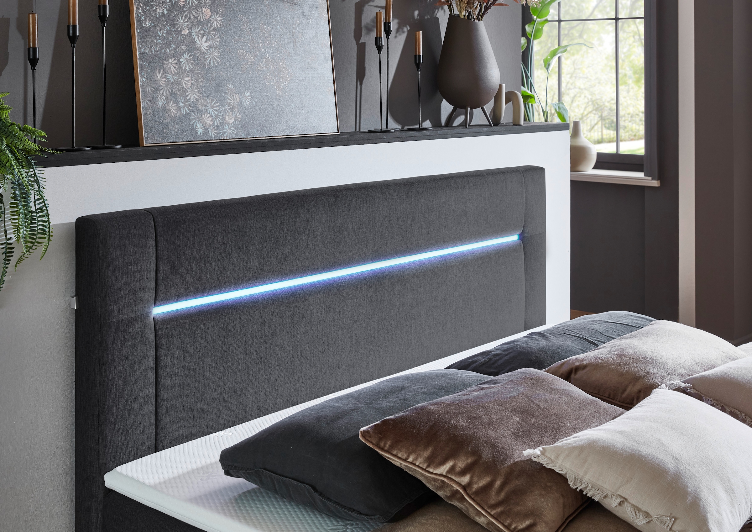 INOSIGN Boxbett »Escalon LED mit Bettkasten, inkl. Topper, LED-Lichtleiste im Kopfteil«, erhältlich in den Breiten 120x200cm und 180x200cm