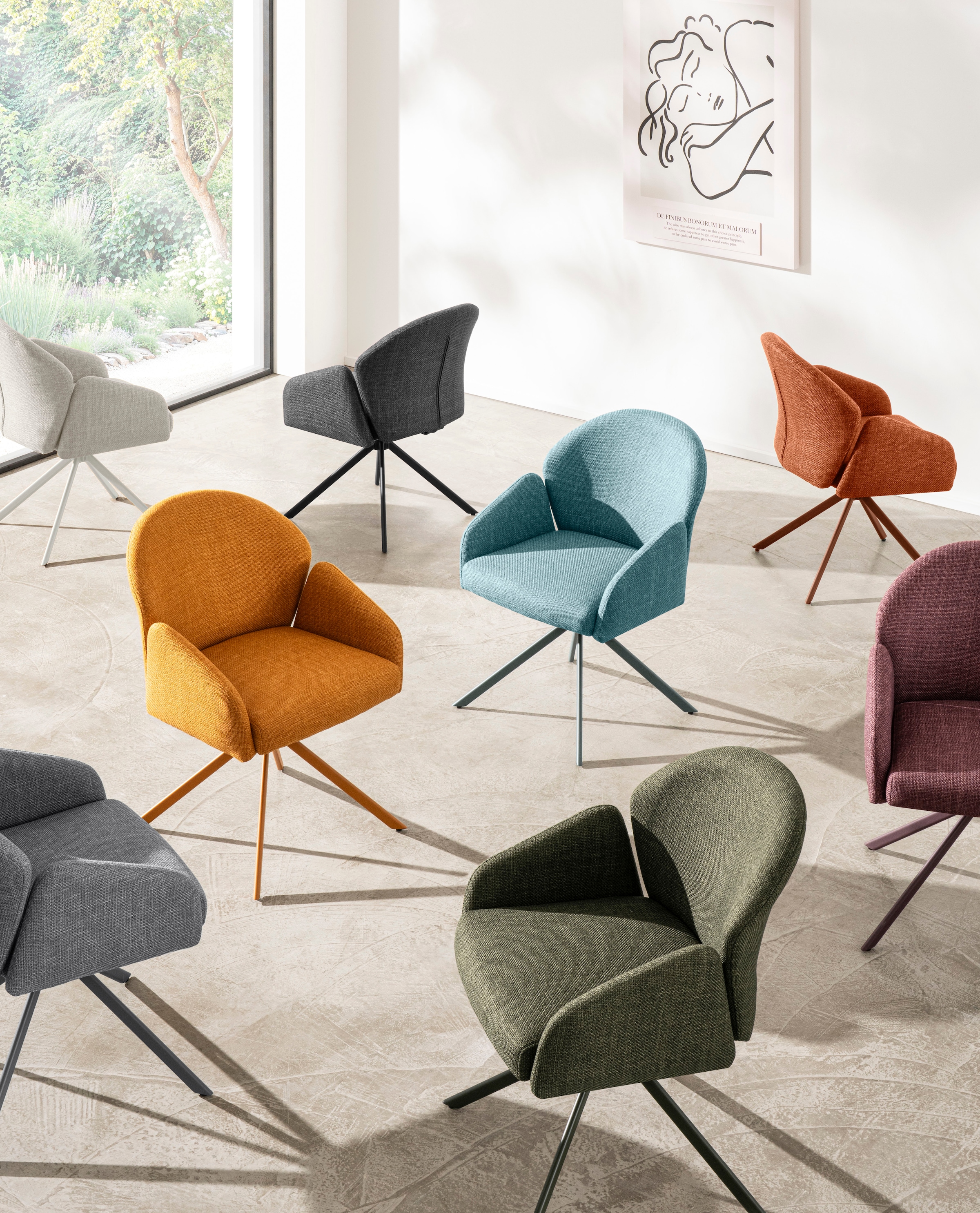 HELA Armlehnstuhl »HOLLY« (Set) 2 Stk.360° drehbar, Armlehnen, Gestell angepasst, Swing Back Komfortrücken